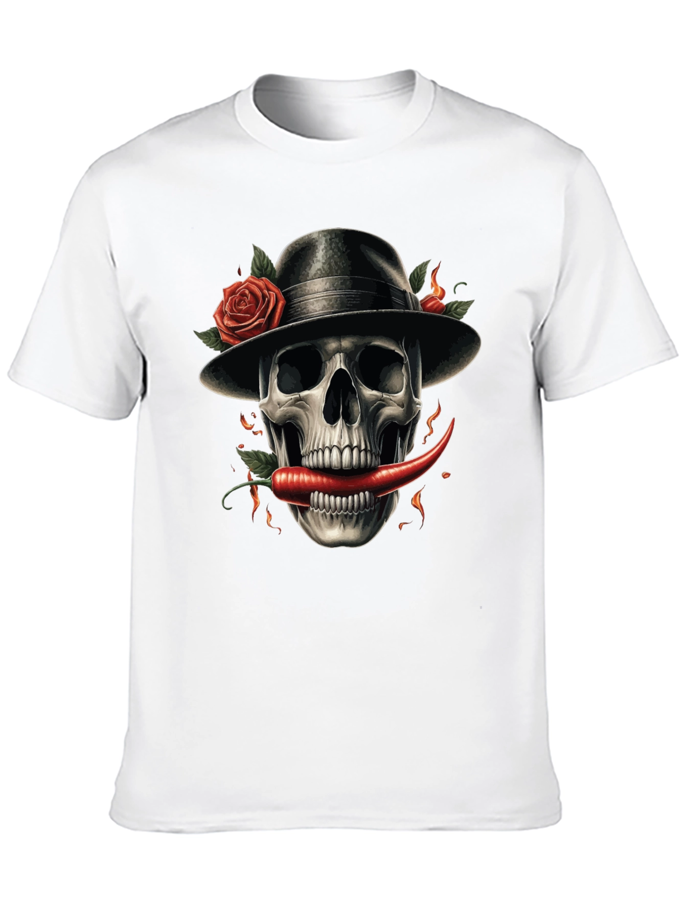 Skull with Pepper & Roses Graphic Tee