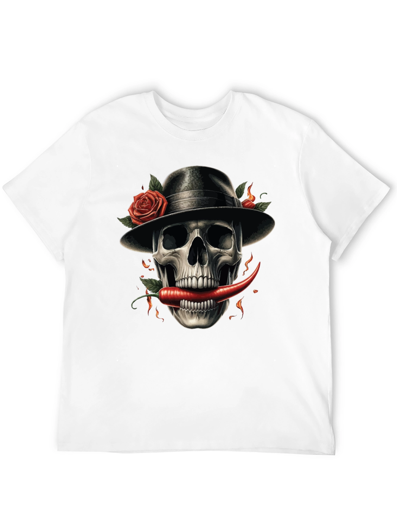 Skull with Pepper & Roses Graphic Tee