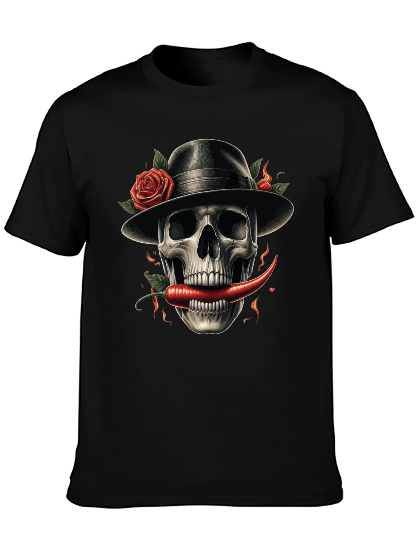 Skull with Pepper & Roses Graphic Tee