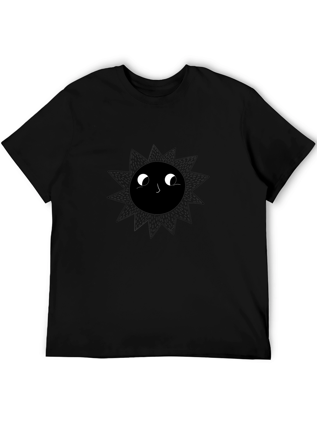 Black Graphic Tee - Smiling Sun Design