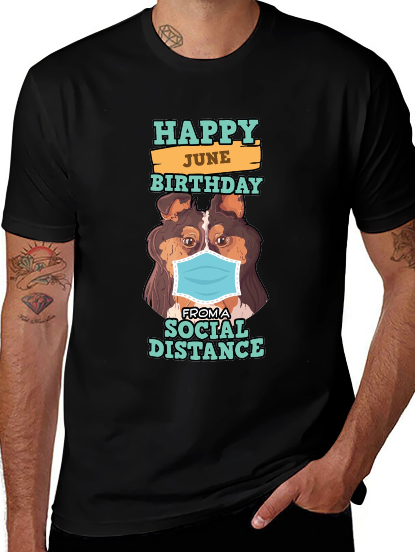 Happy June Birthday Social Distance Dog Graphic T-Shirt
