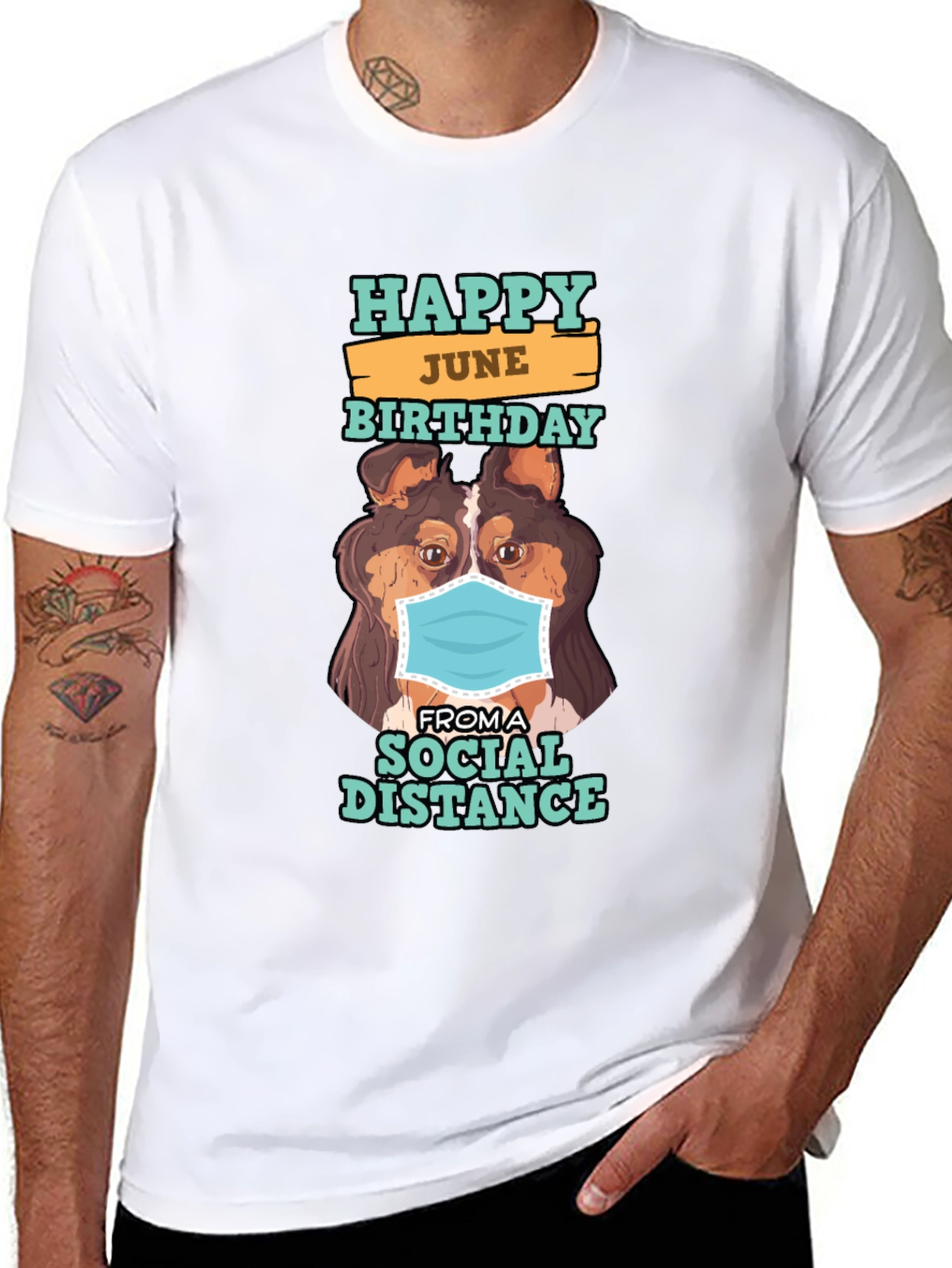 Happy June Birthday Social Distance Dog Graphic T-Shirt