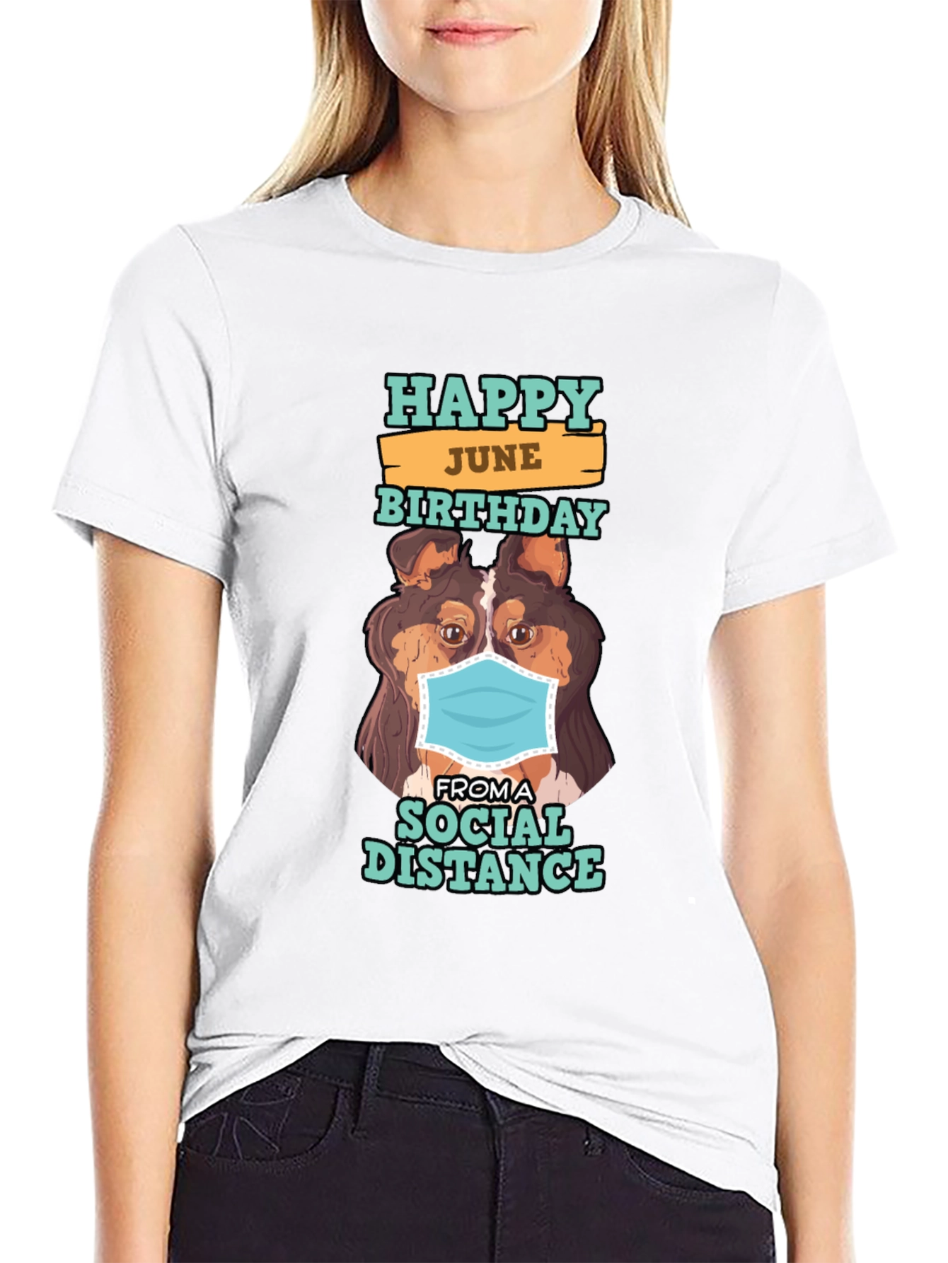 Happy June Birthday Social Distance Dog Graphic T-Shirt
