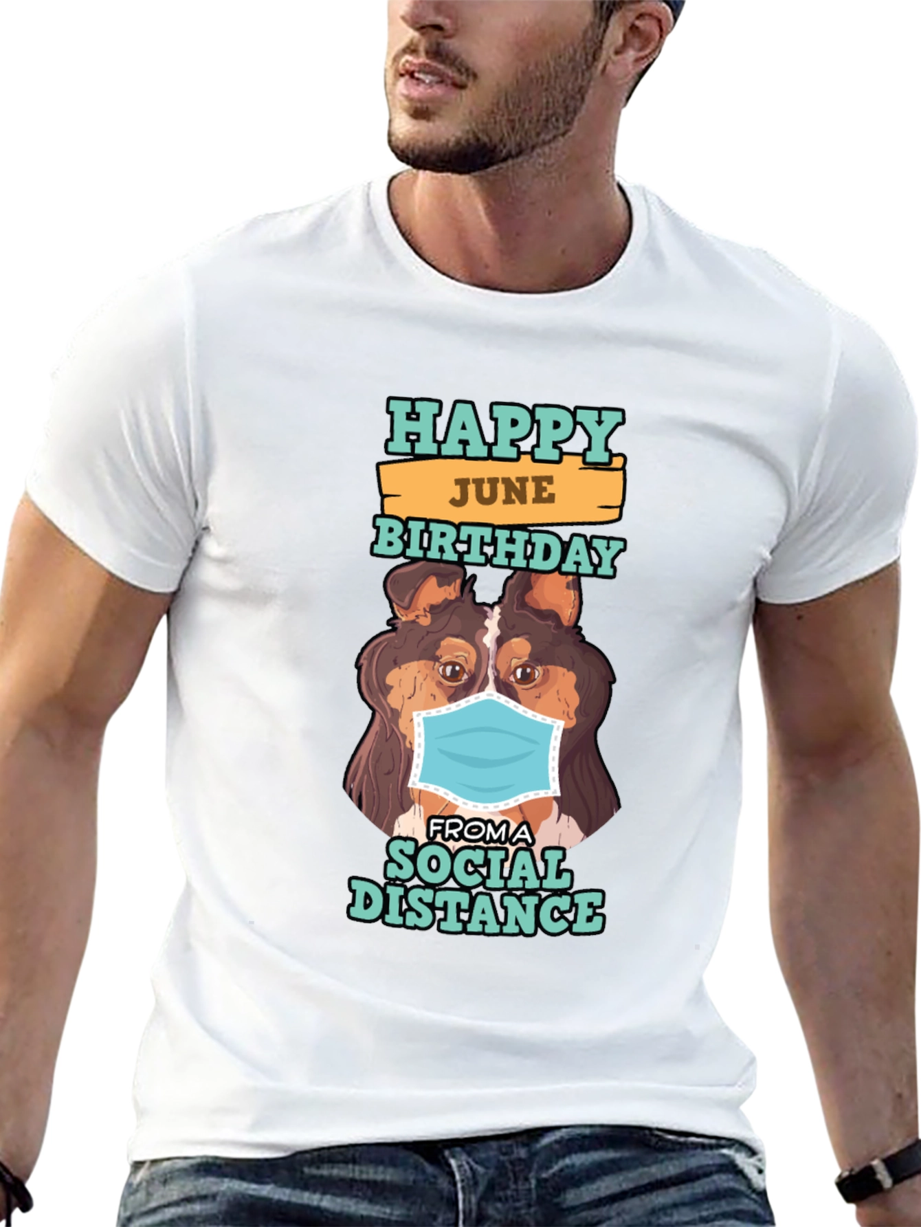 Happy June Birthday Social Distance Dog Graphic T-Shirt