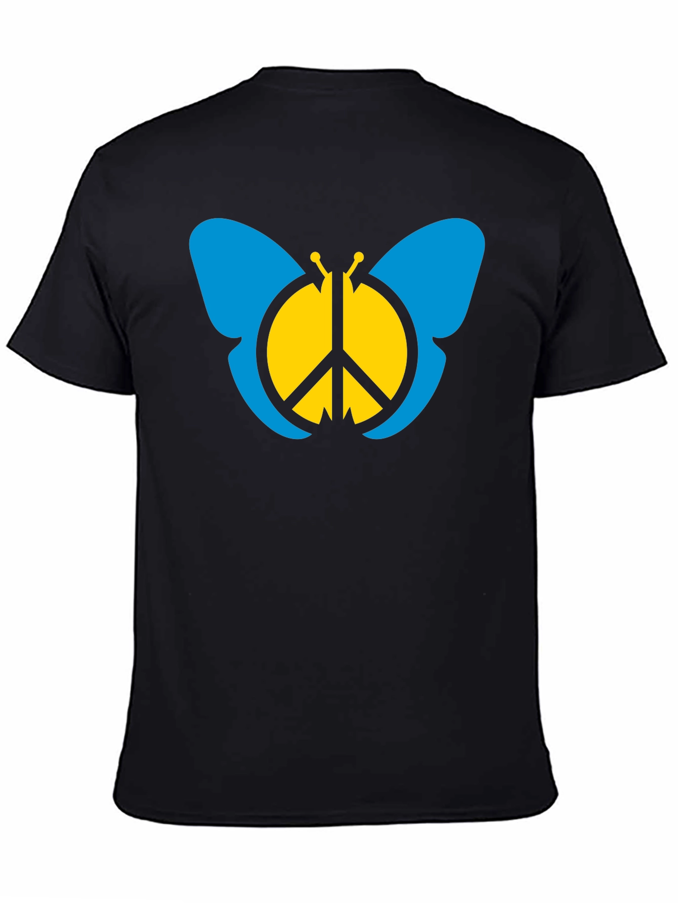 Peace Butterfly Graphic Tee - Black Cotton T-Shirt