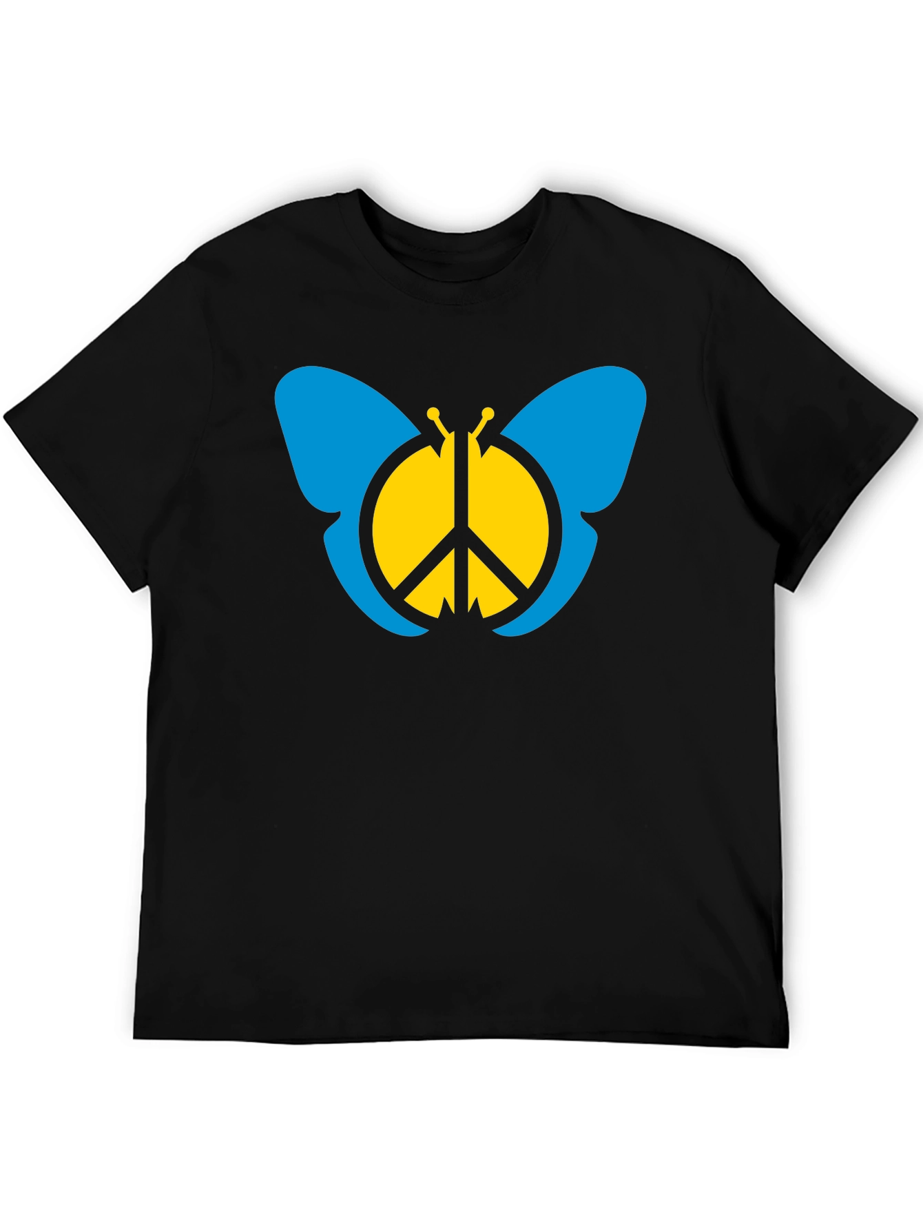 Peace Butterfly Graphic Tee - Black Cotton T-Shirt