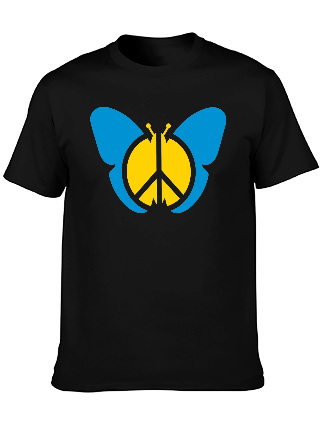 Peace Butterfly Graphic Tee - Black Cotton T-Shirt