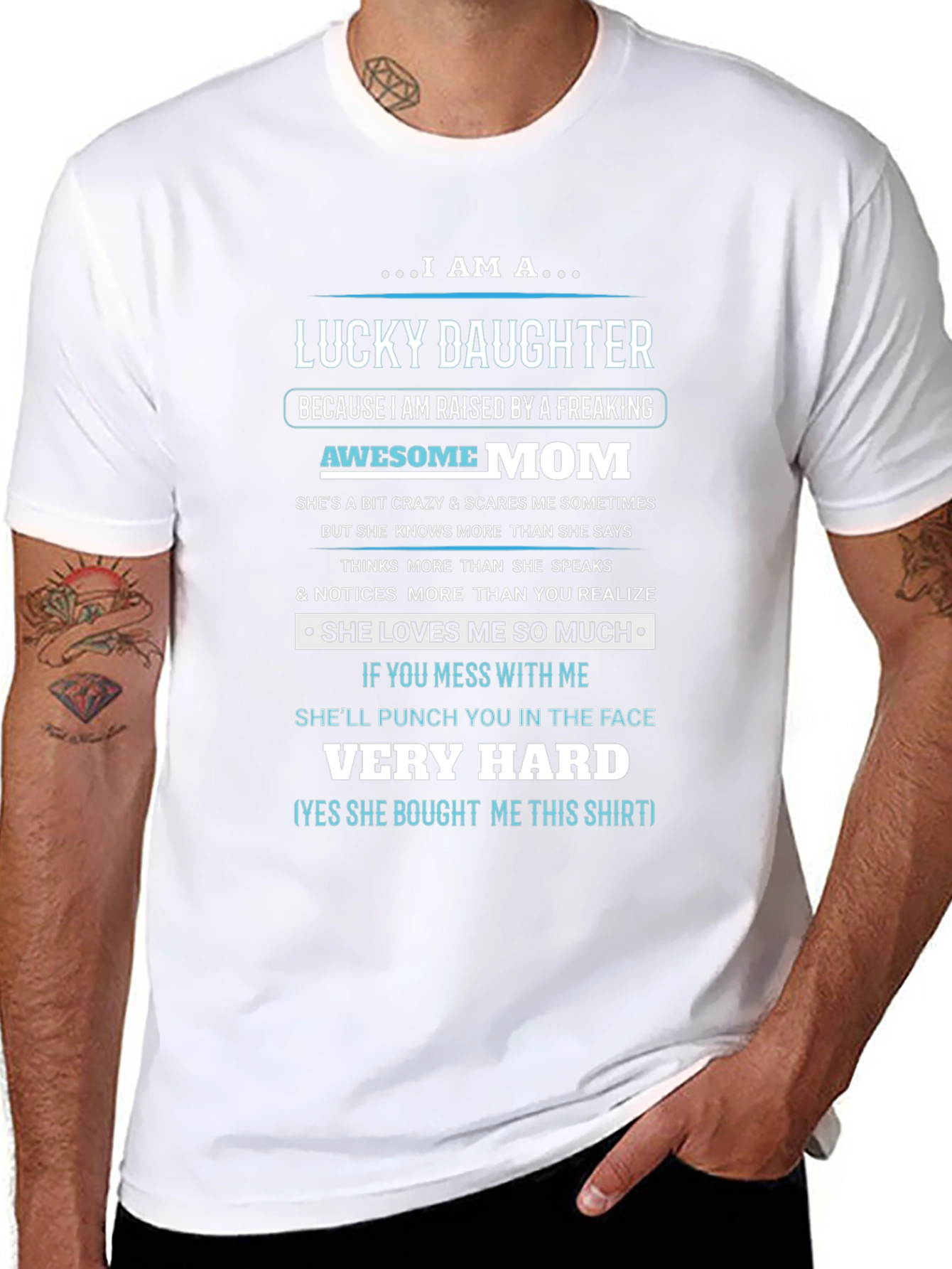 Lucky Daughter Graphic T-Shirt - Awesome Mom