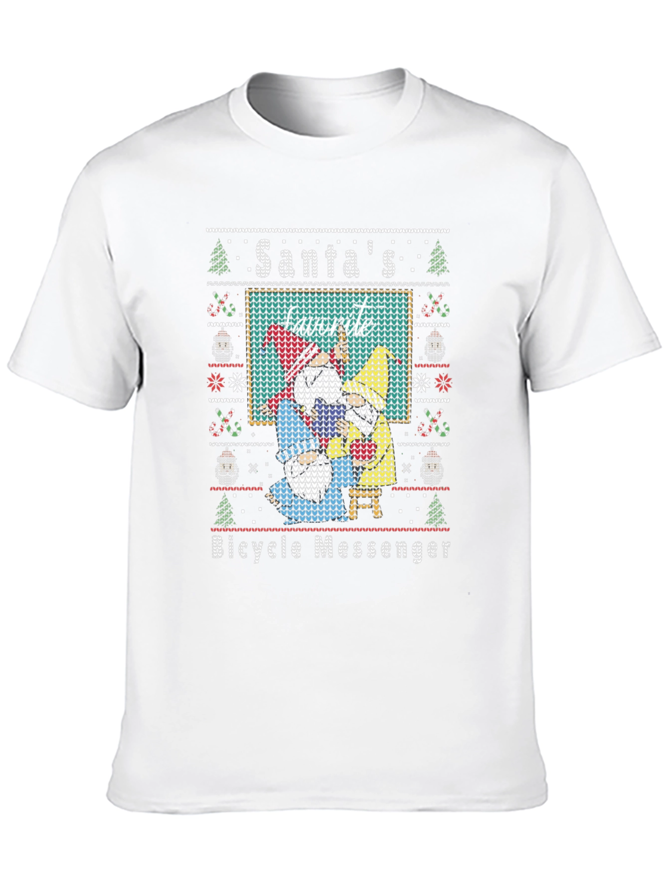 Santas Favorite Bicycle Messenger Ugly Christmas Sweater T-Shirt