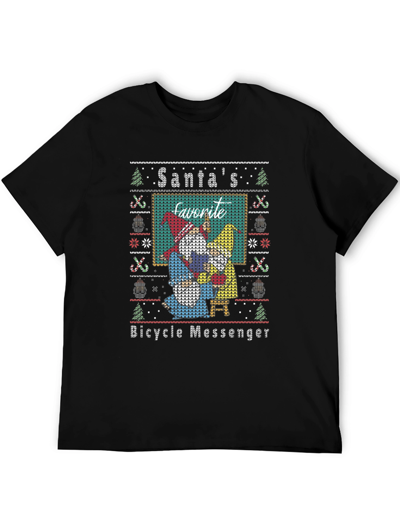Santas Favorite Bicycle Messenger Ugly Christmas Sweater T-Shirt