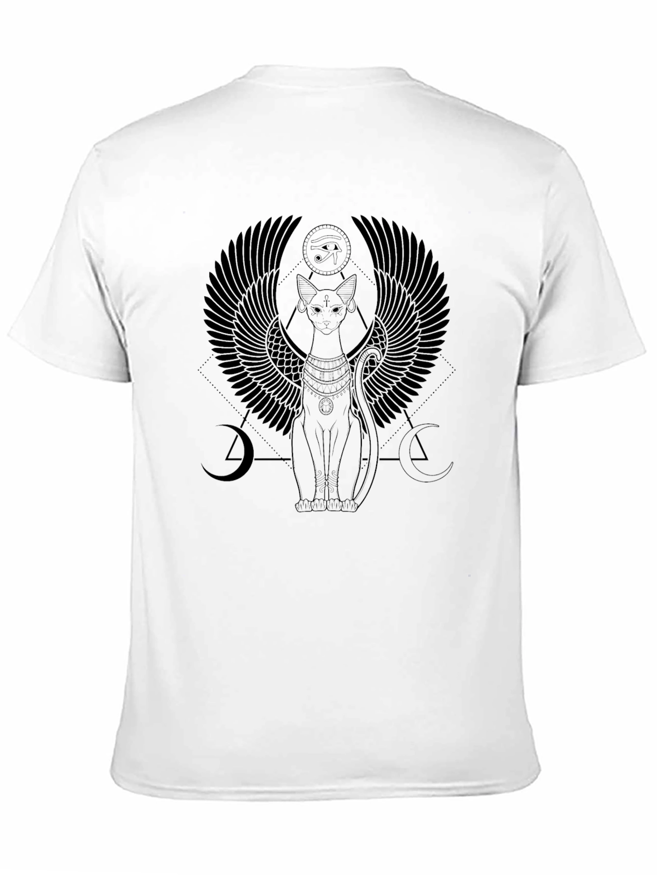 Egyptian Cat Winged T-Shirt - Black