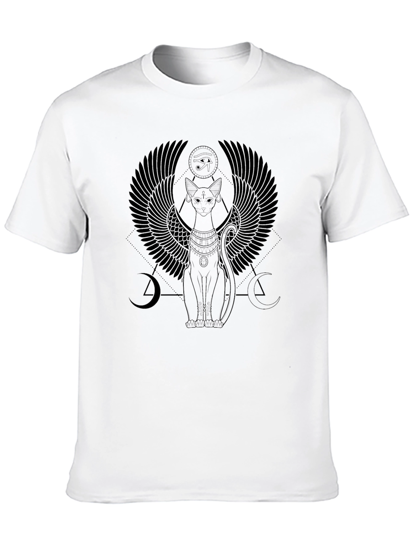 Egyptian Cat Winged T-Shirt - Black
