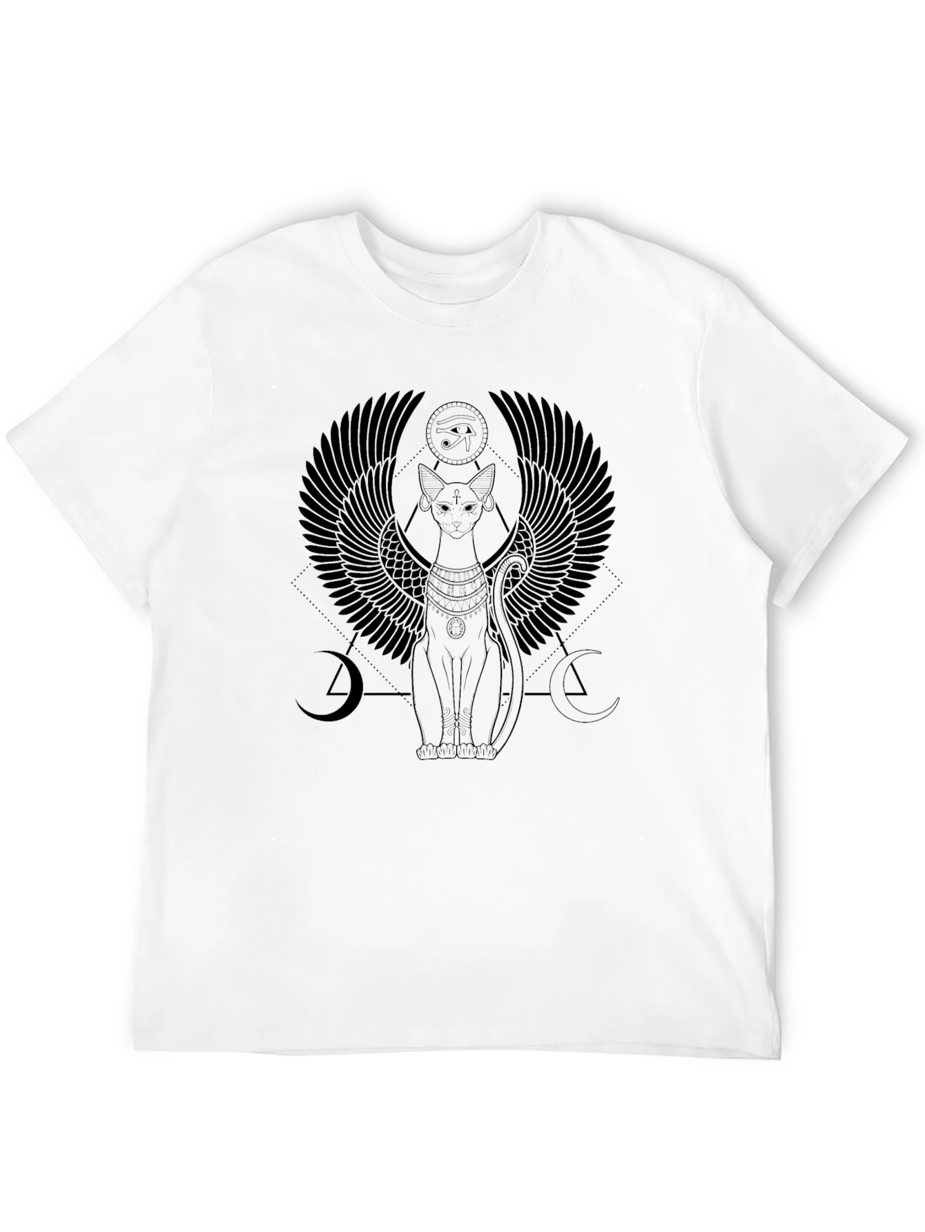 Egyptian Cat Winged T-Shirt - Black
