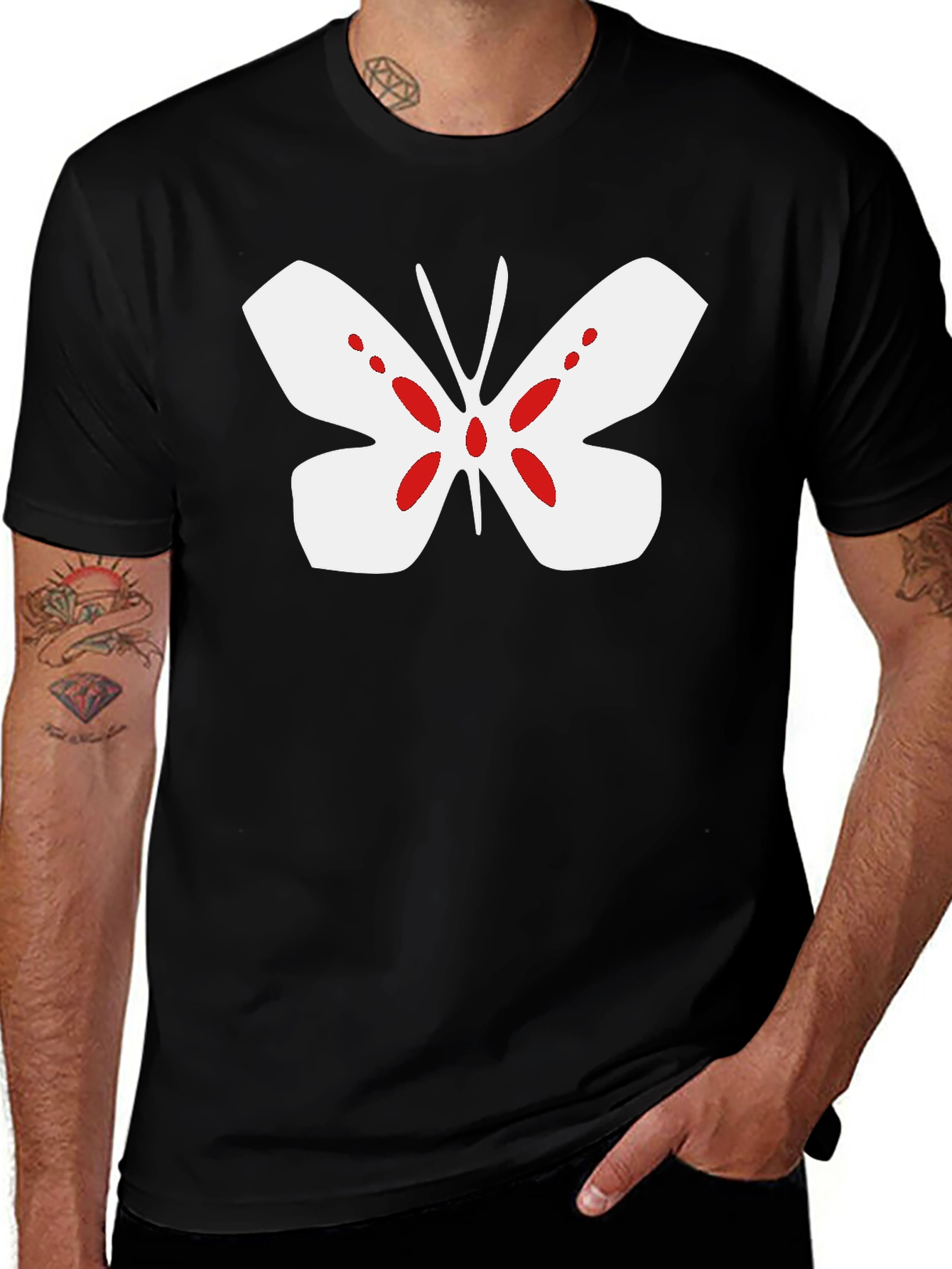 Butterfly Graphic Tee - Mens Black T-Shirt