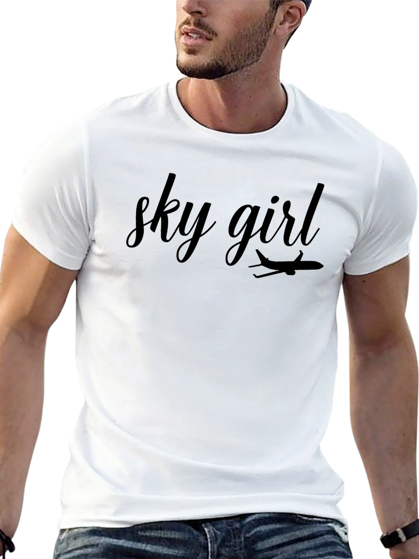 Sky Girl Airplane Graphic Tee - Unisex Cotton T-Shirt