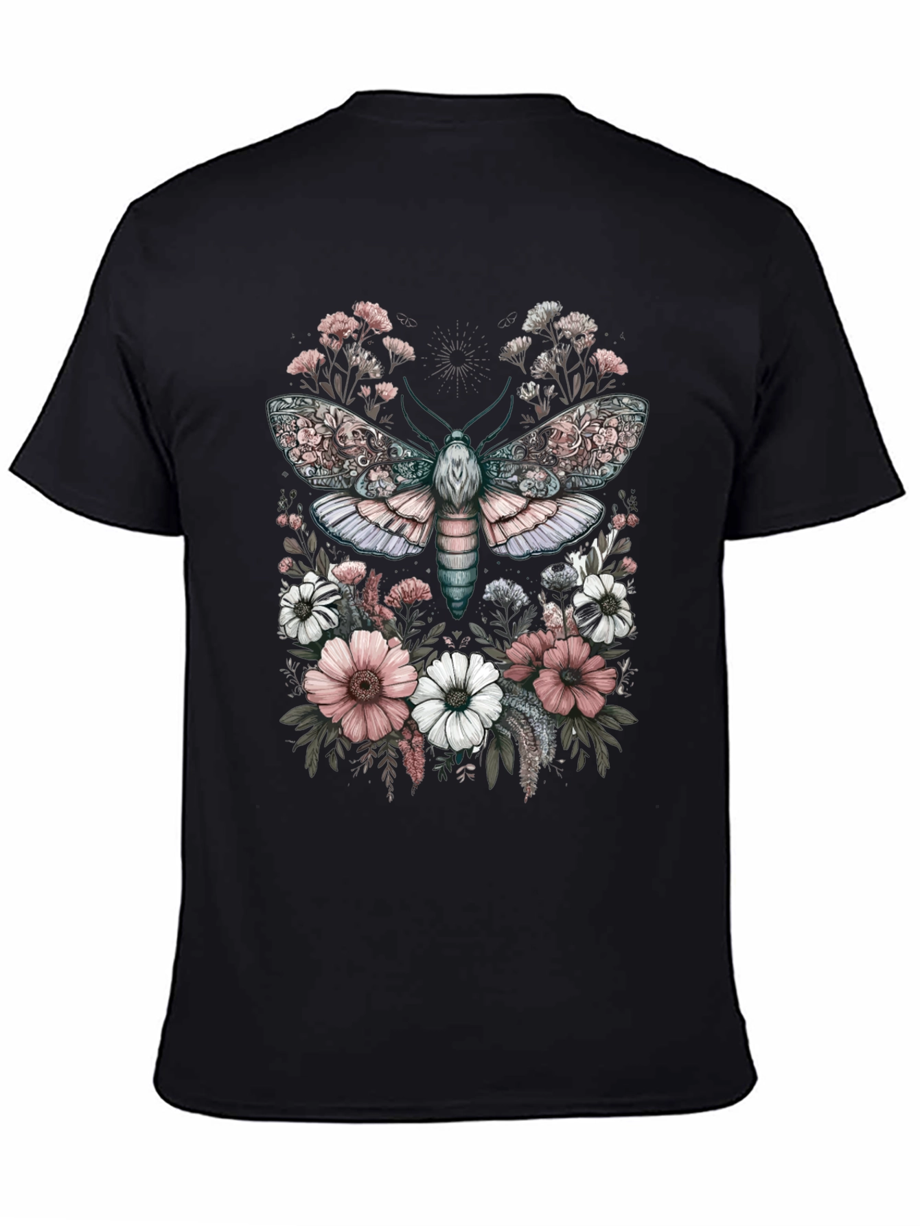 Floral Moth Graphic Tee - Unique Design
