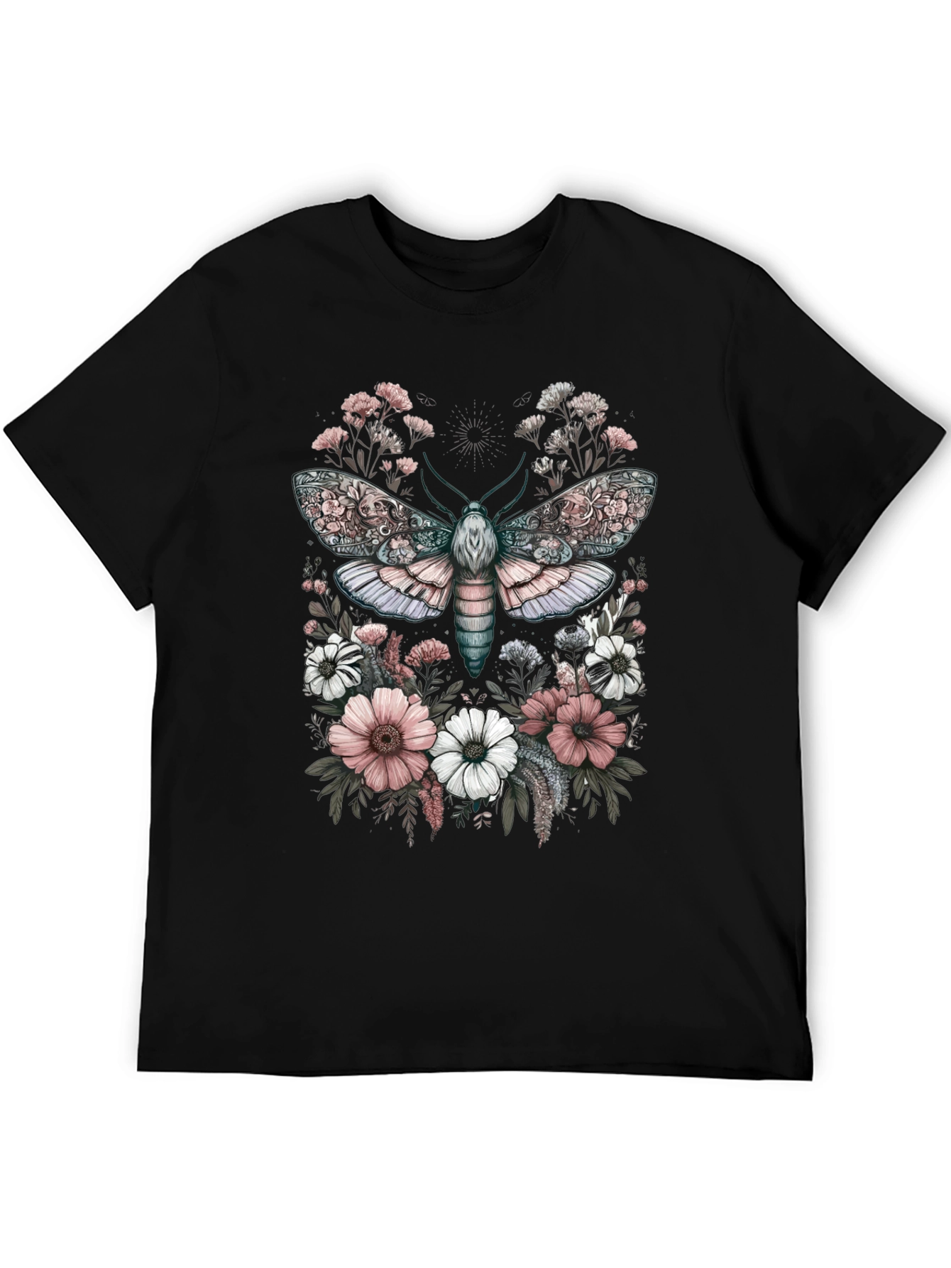 Floral Moth Graphic Tee - Unique Design