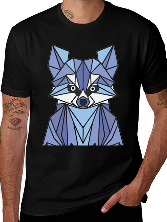 Geometric Raccoon Graphic Tee - Modern Minimalist Design