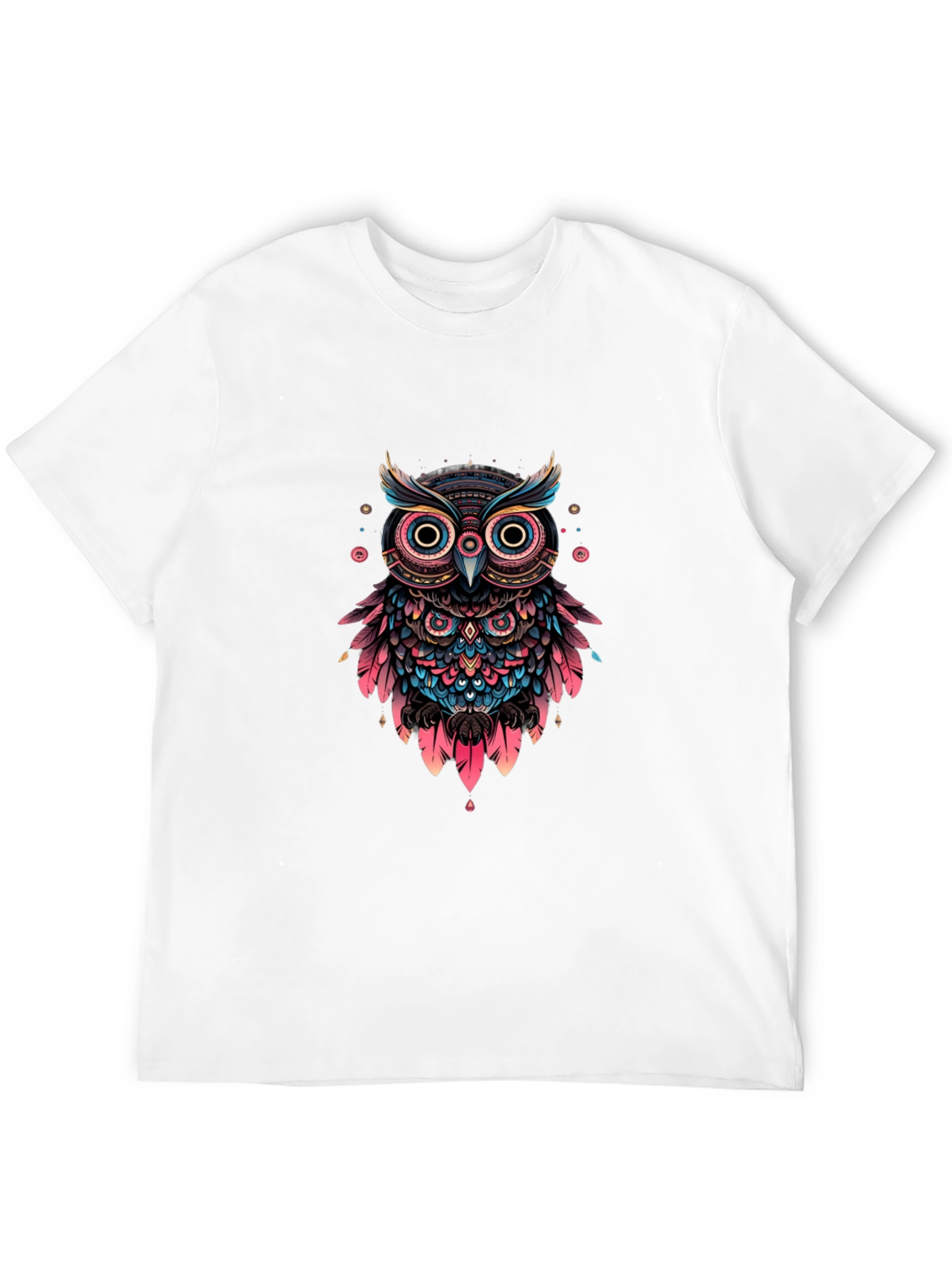 Abstract Owl Graphic Print Black T-Shirt