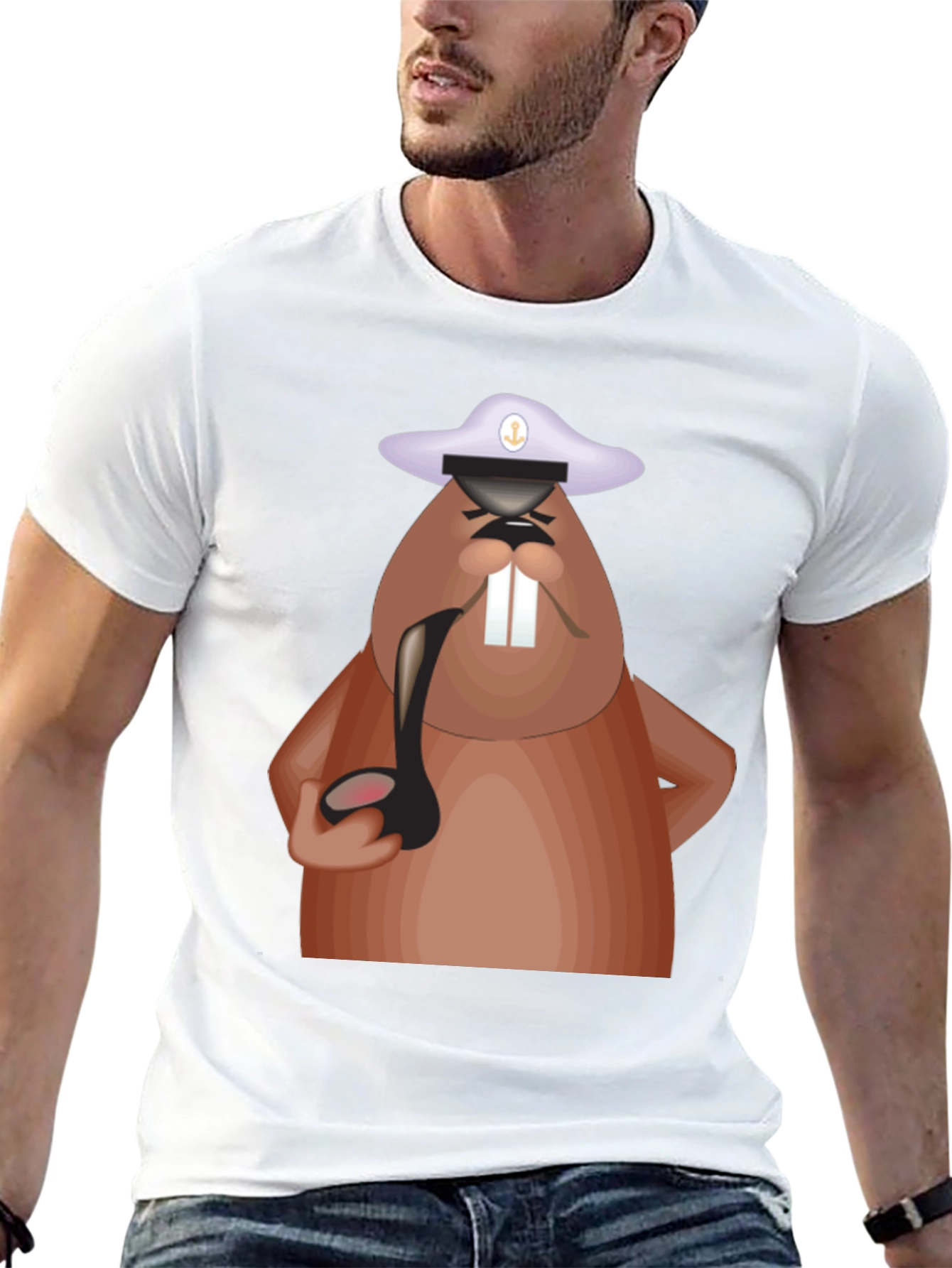 Cartoon Beaver Captain T-Shirt