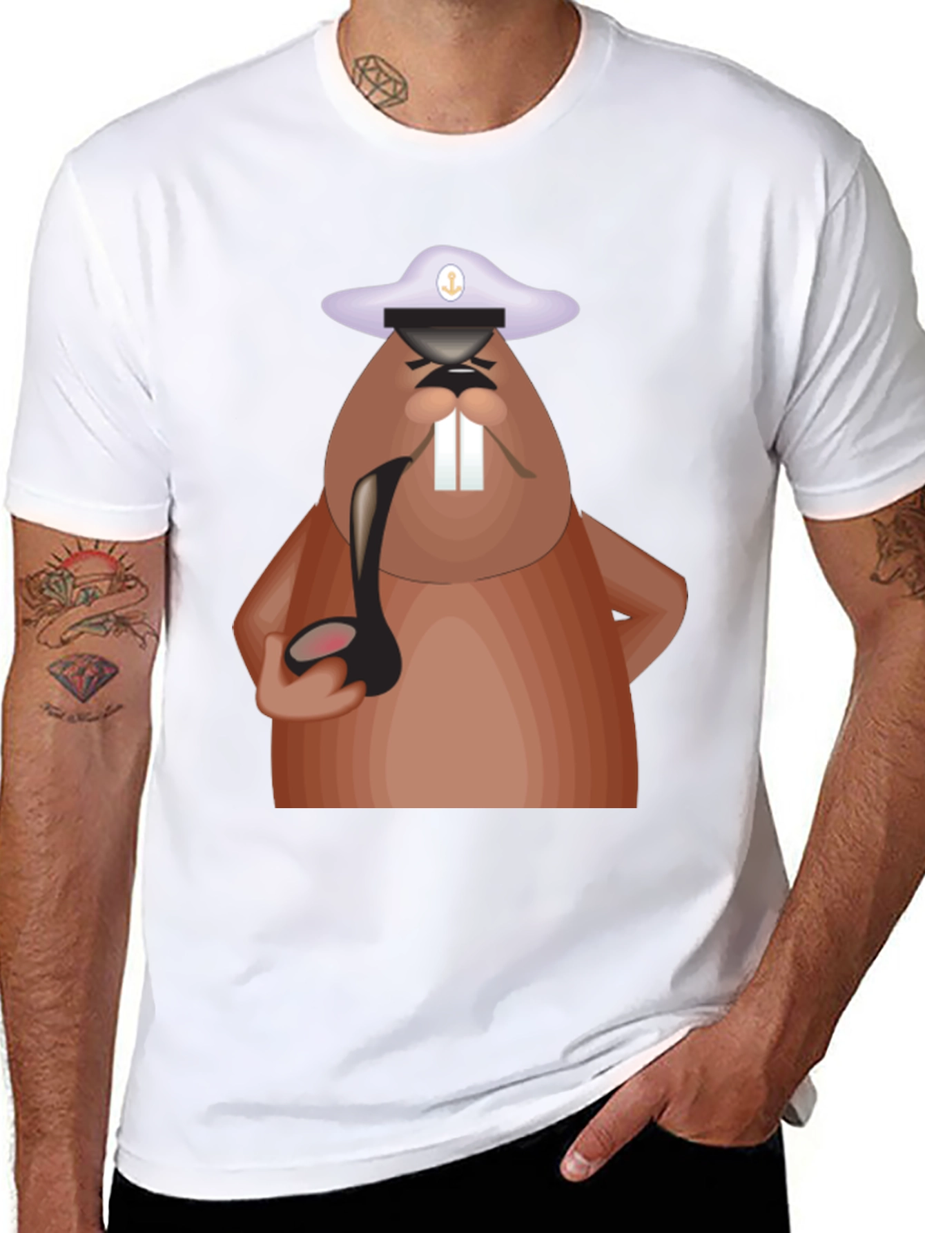 Cartoon Beaver Captain T-Shirt