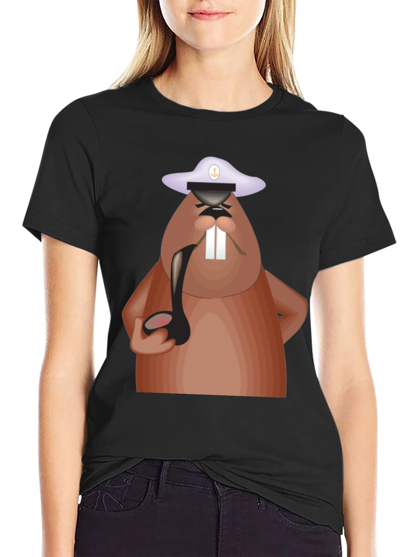 Cartoon Beaver Captain T-Shirt