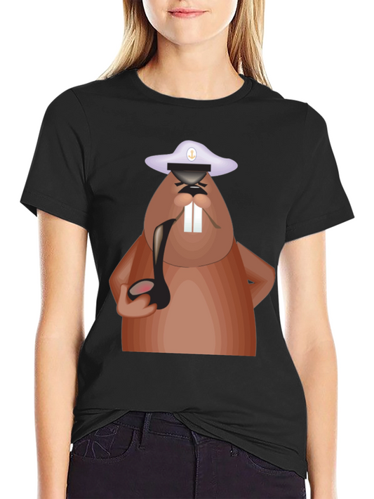 Cartoon Beaver Captain T-Shirt