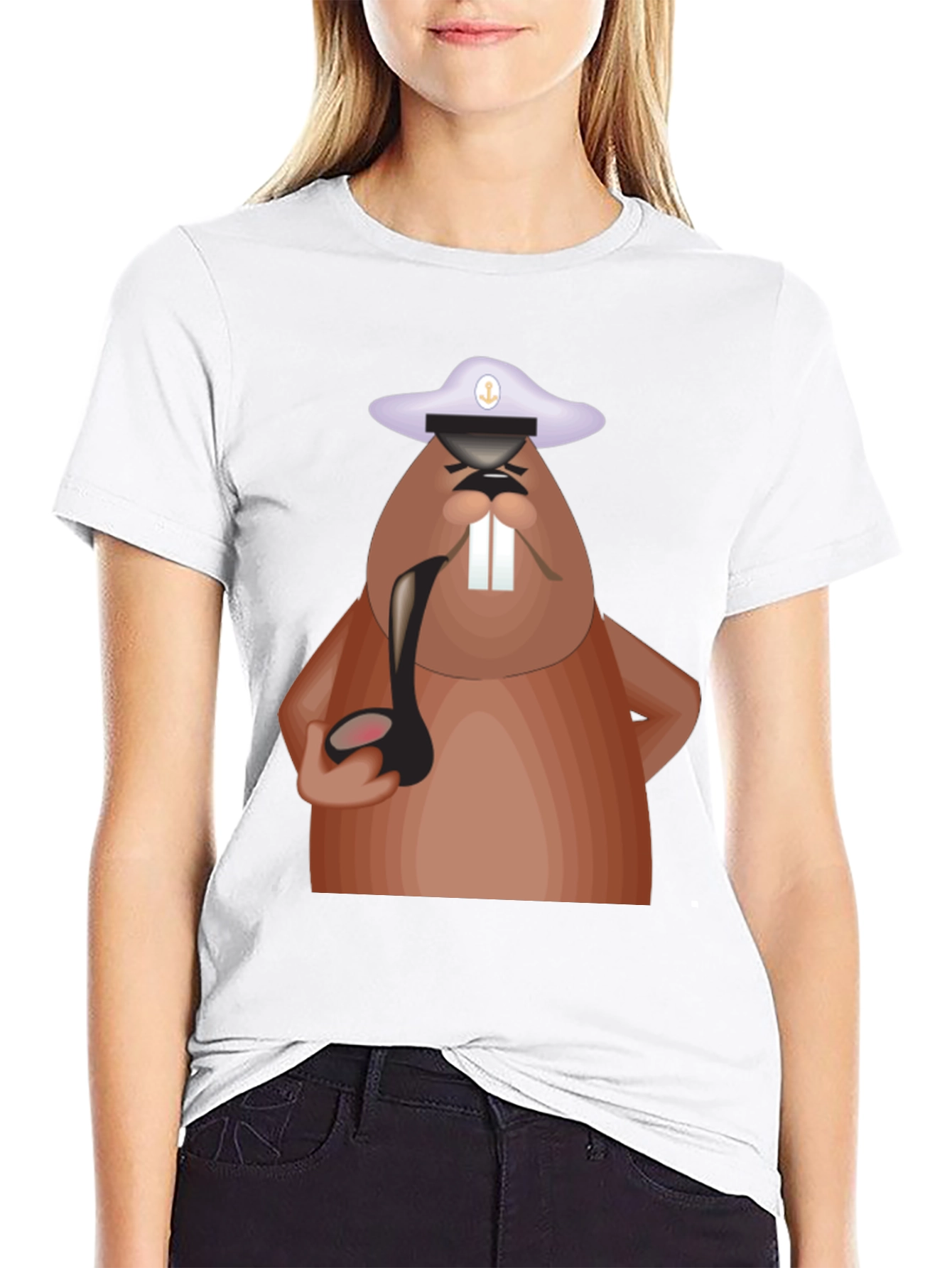 Cartoon Beaver Captain T-Shirt