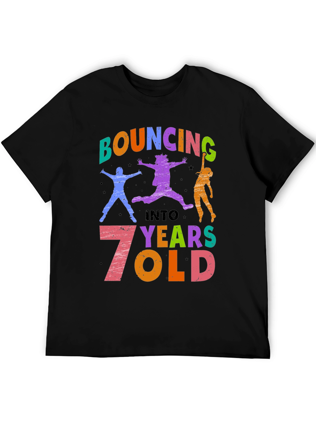 Bouncing into 7 Years Old Black T-Shirt