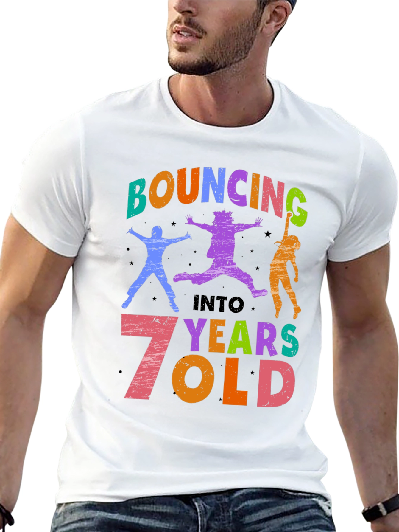 Bouncing into 7 Years Old Black T-Shirt