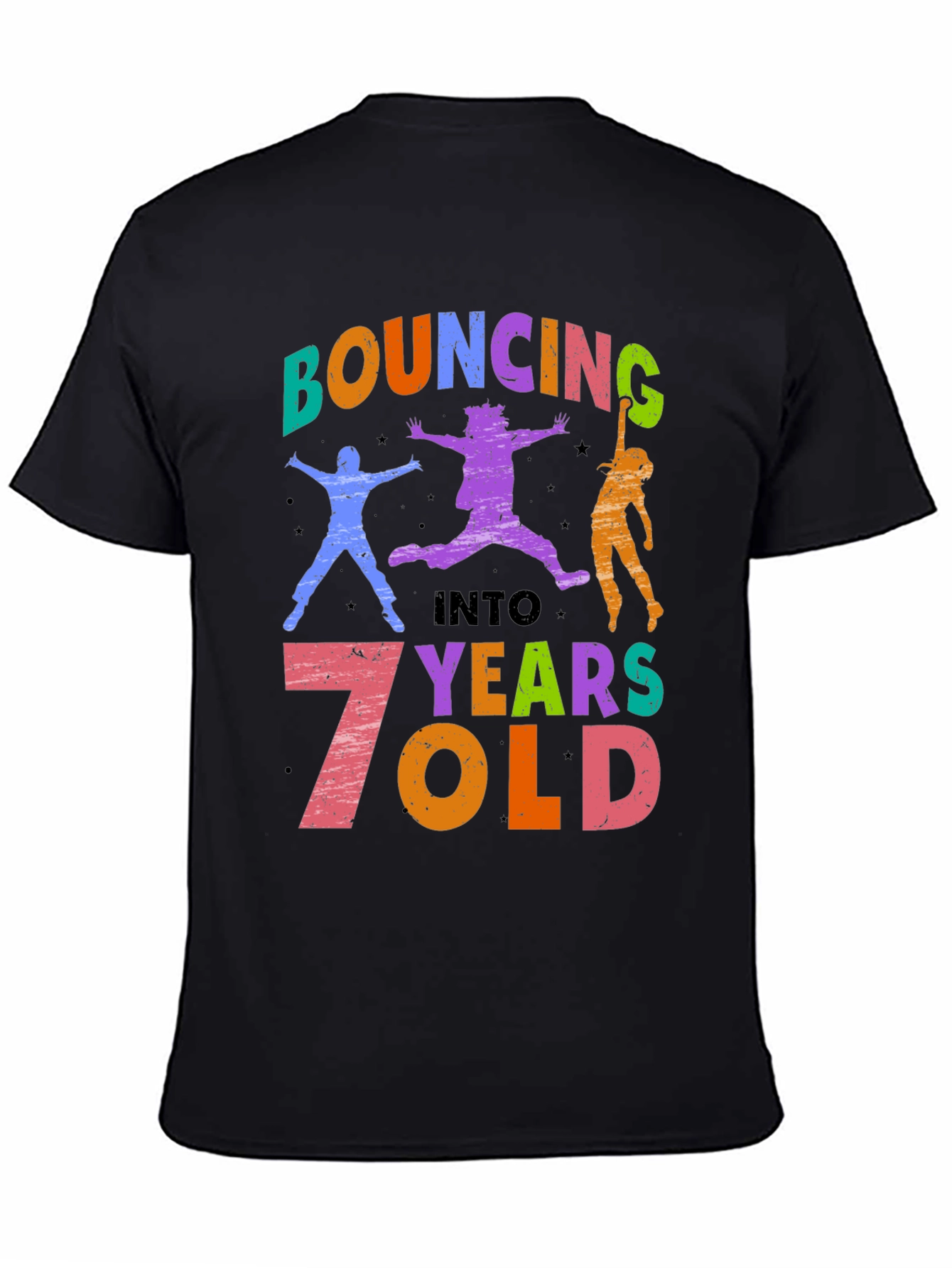 Bouncing into 7 Years Old Black T-Shirt