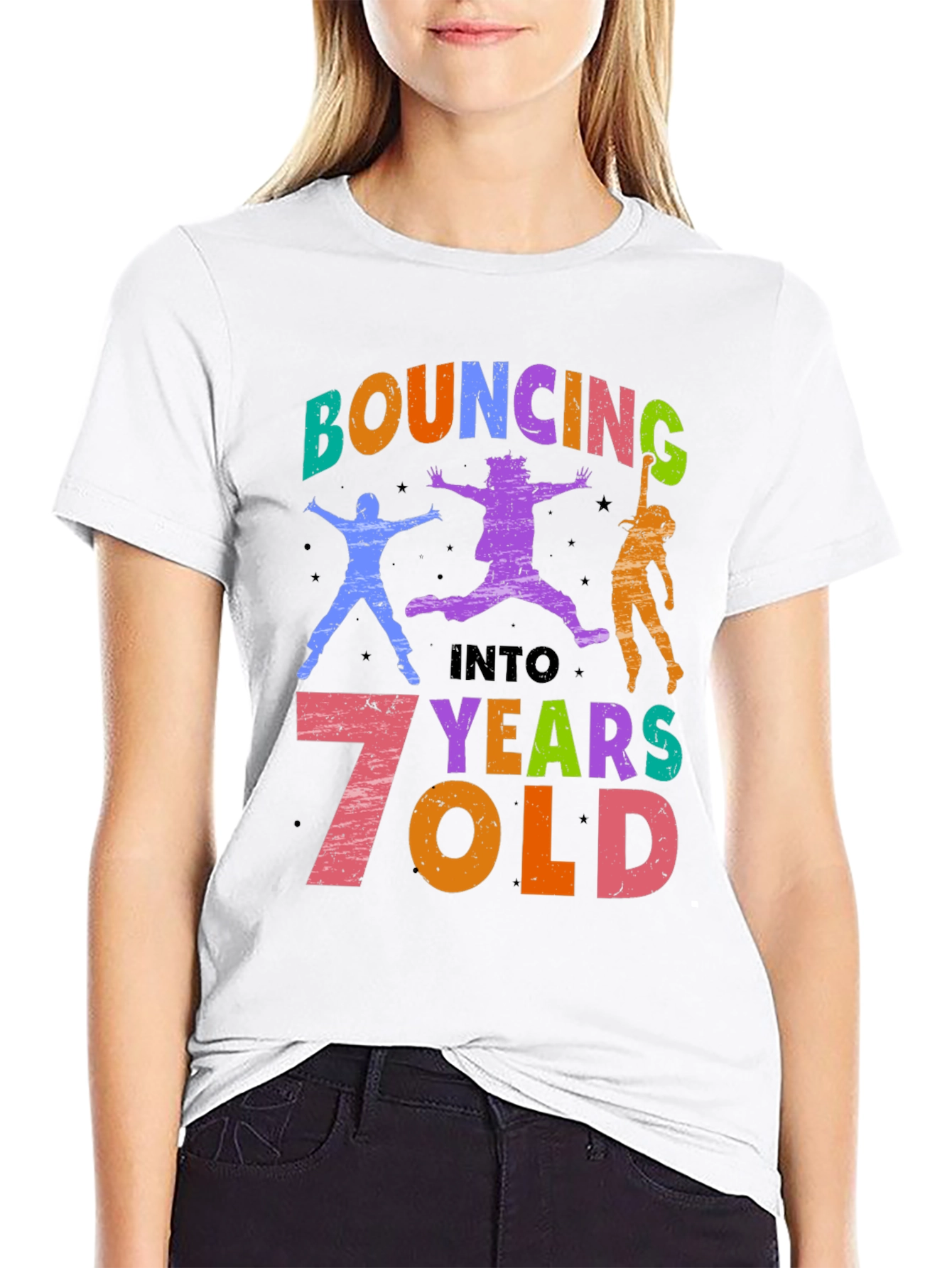 Bouncing into 7 Years Old Black T-Shirt