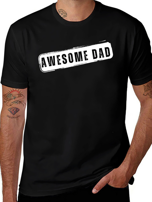 Awesome Dad Graphic Tee - Black Crew Neck T-Shirt