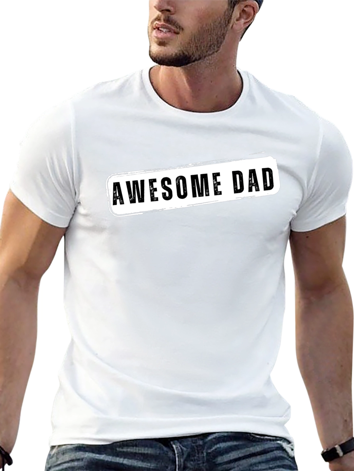 Awesome Dad Graphic Tee - Black Crew Neck T-Shirt