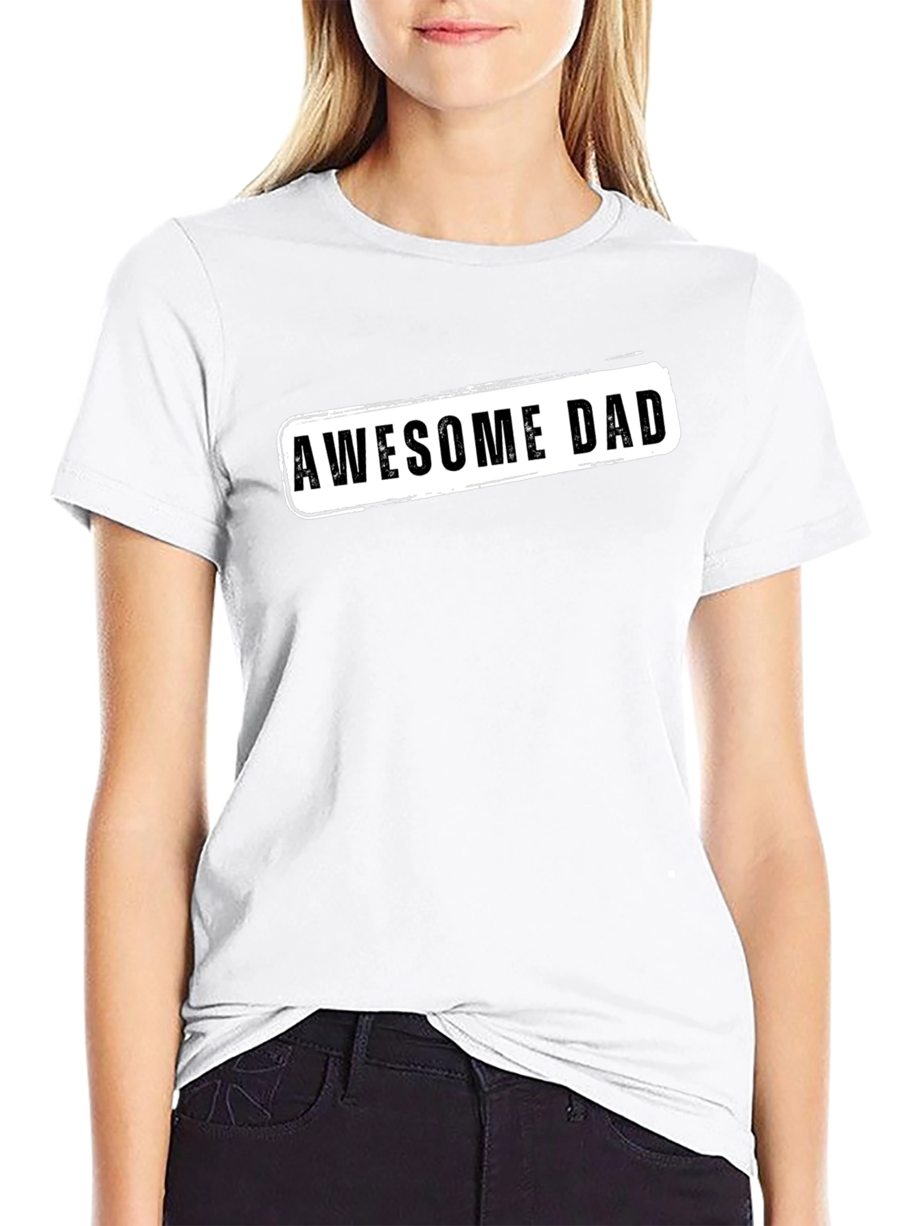 Awesome Dad Graphic Tee - Black Crew Neck T-Shirt
