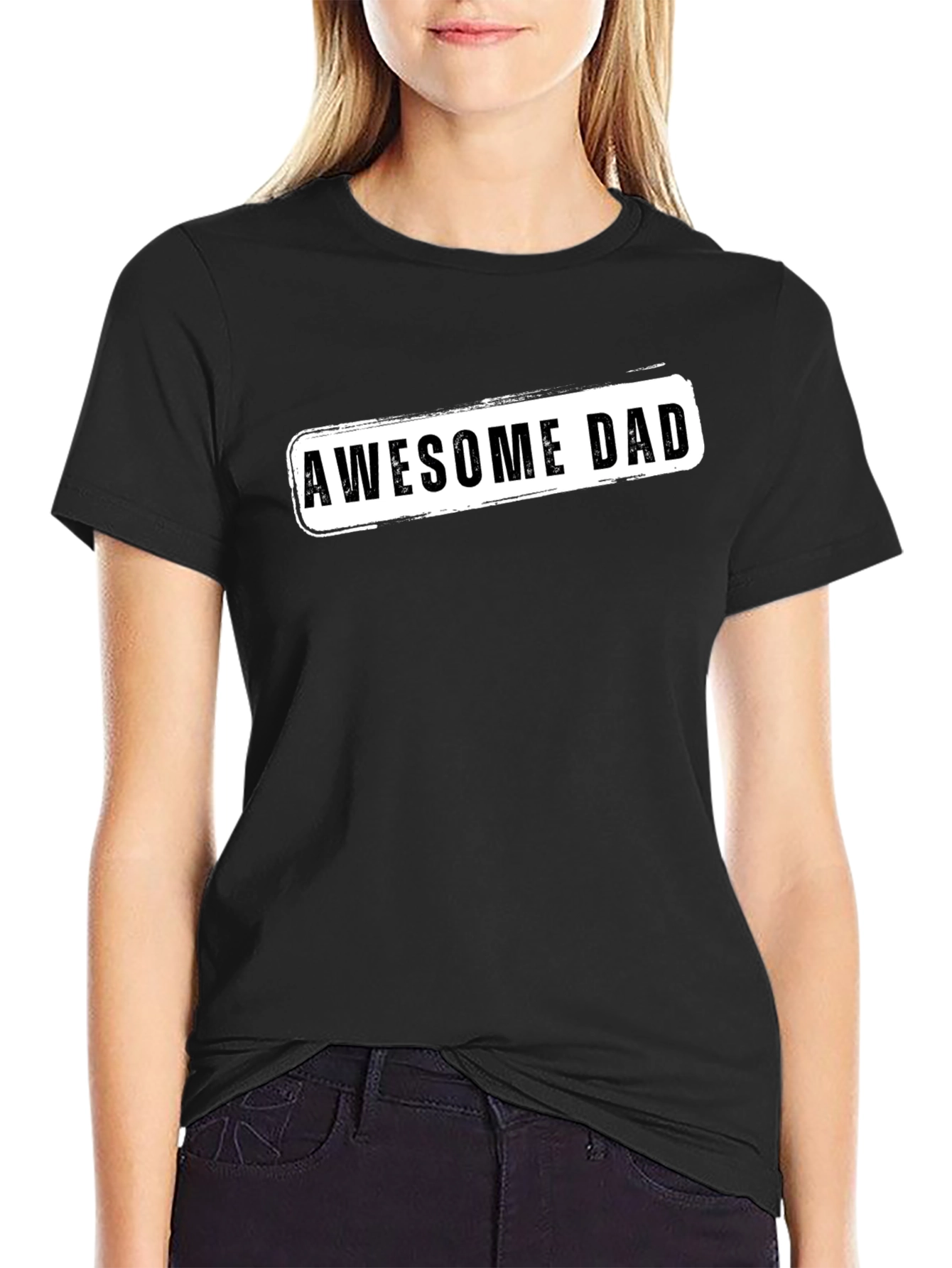 Awesome Dad Graphic Tee - Black Crew Neck T-Shirt