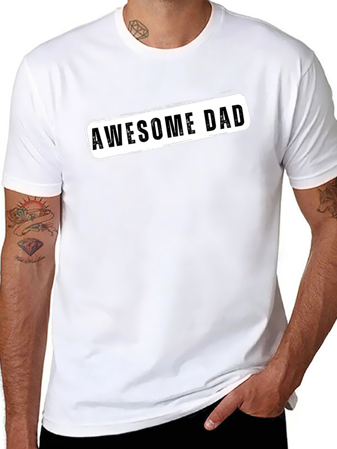 Awesome Dad Graphic Tee - Black Crew Neck T-Shirt