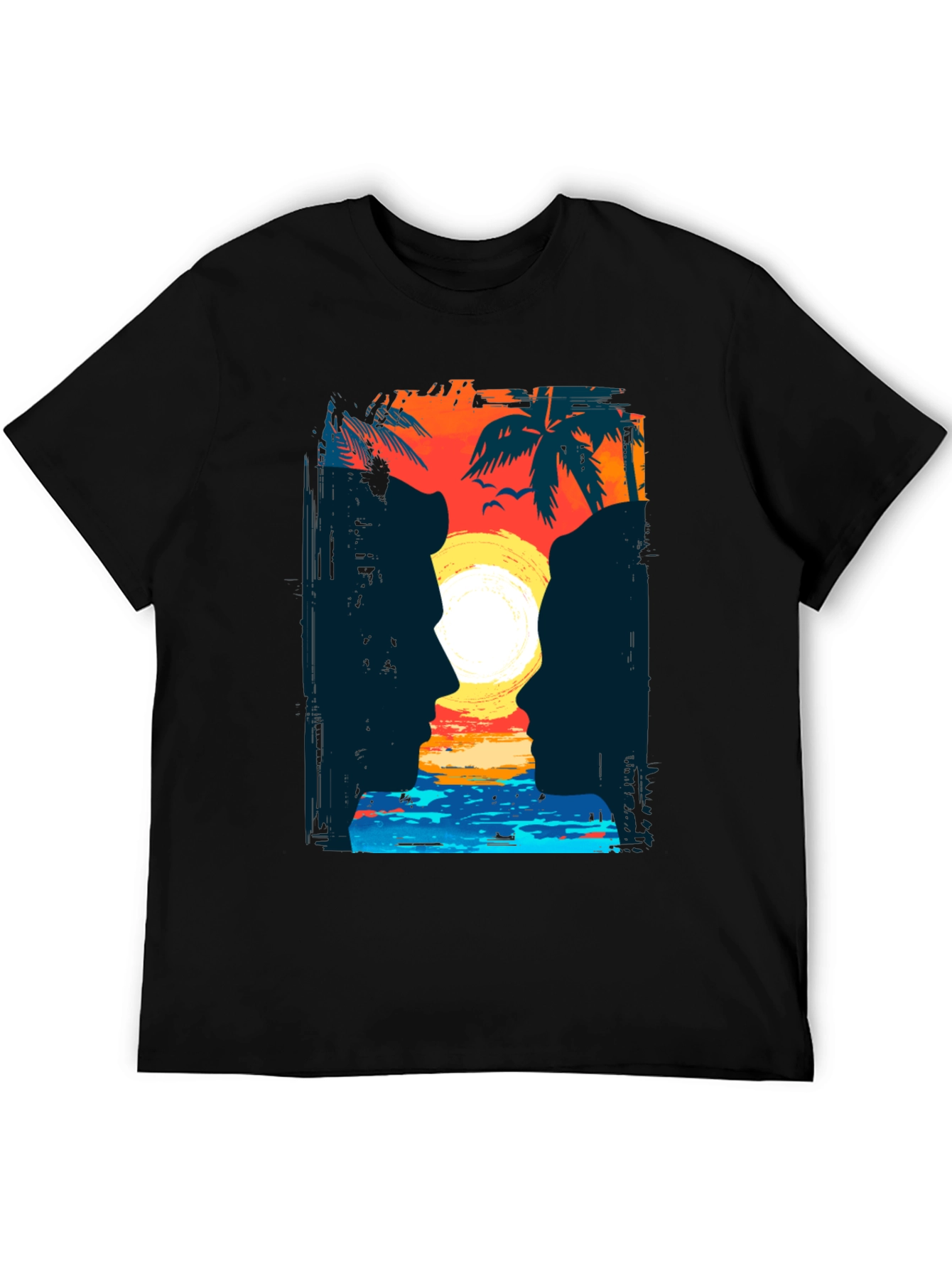 Sunset Silhouette T-Shirt Tropical Beach Design