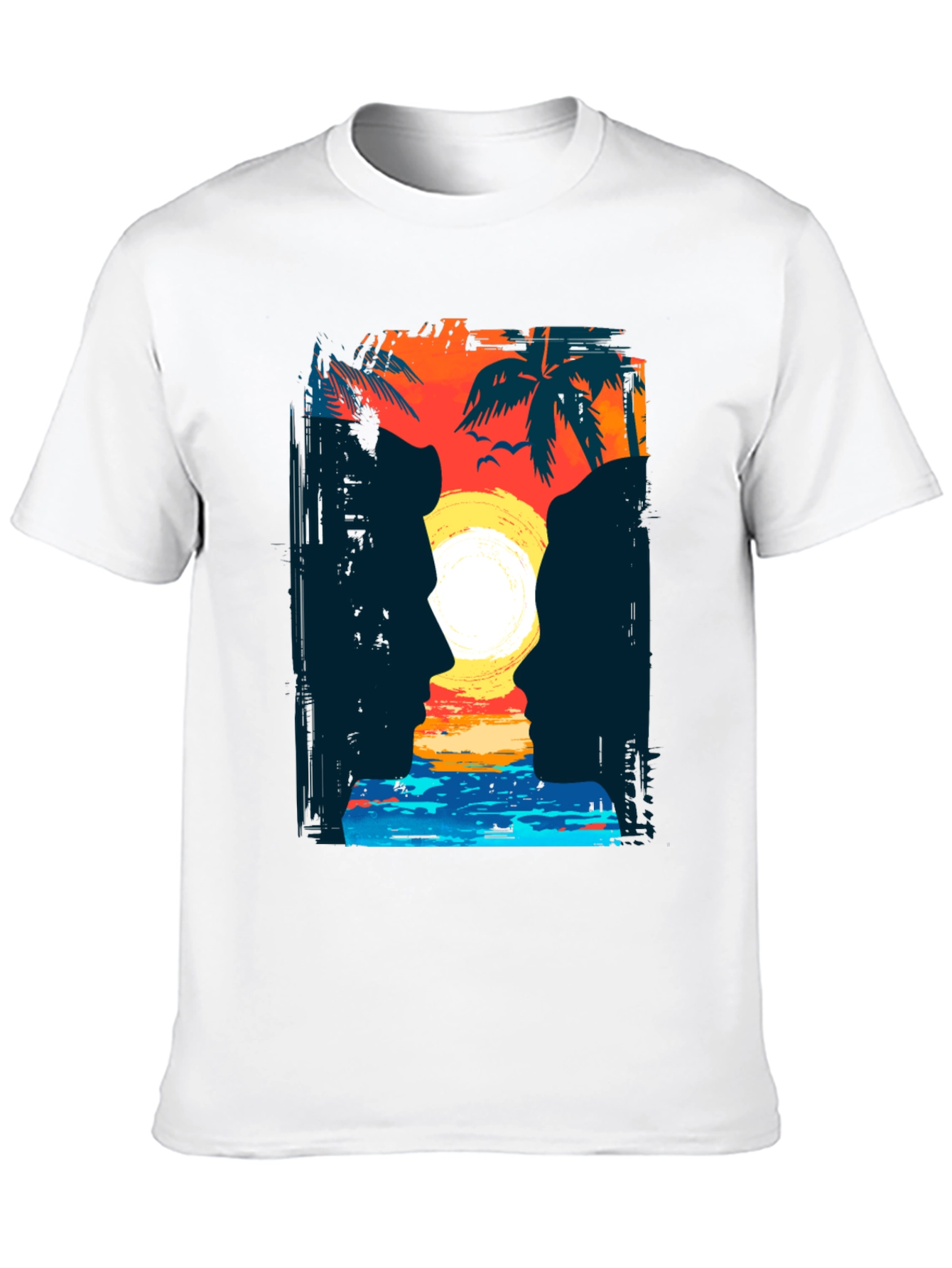 Sunset Silhouette T-Shirt Tropical Beach Design