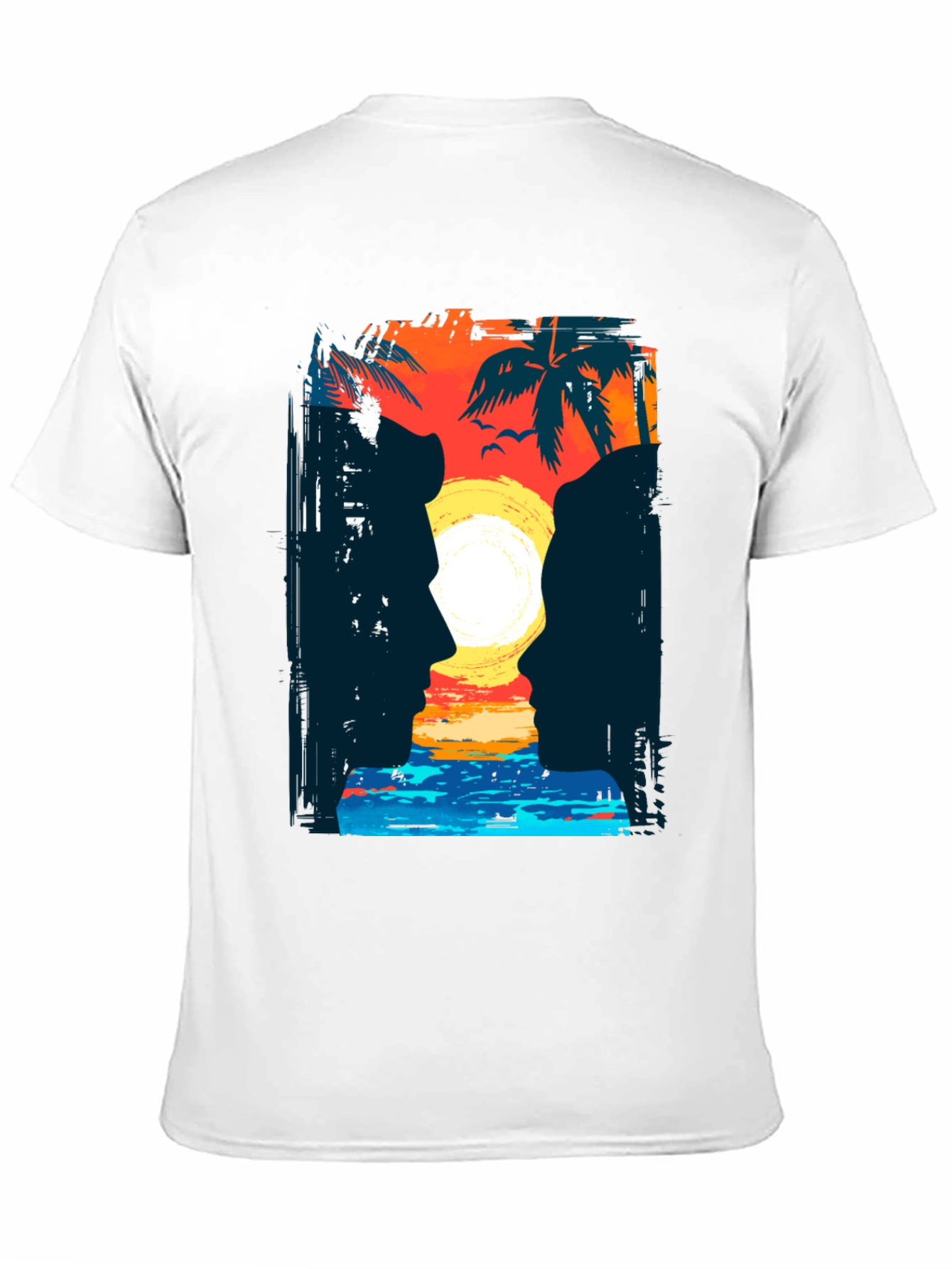 Sunset Silhouette T-Shirt Tropical Beach Design