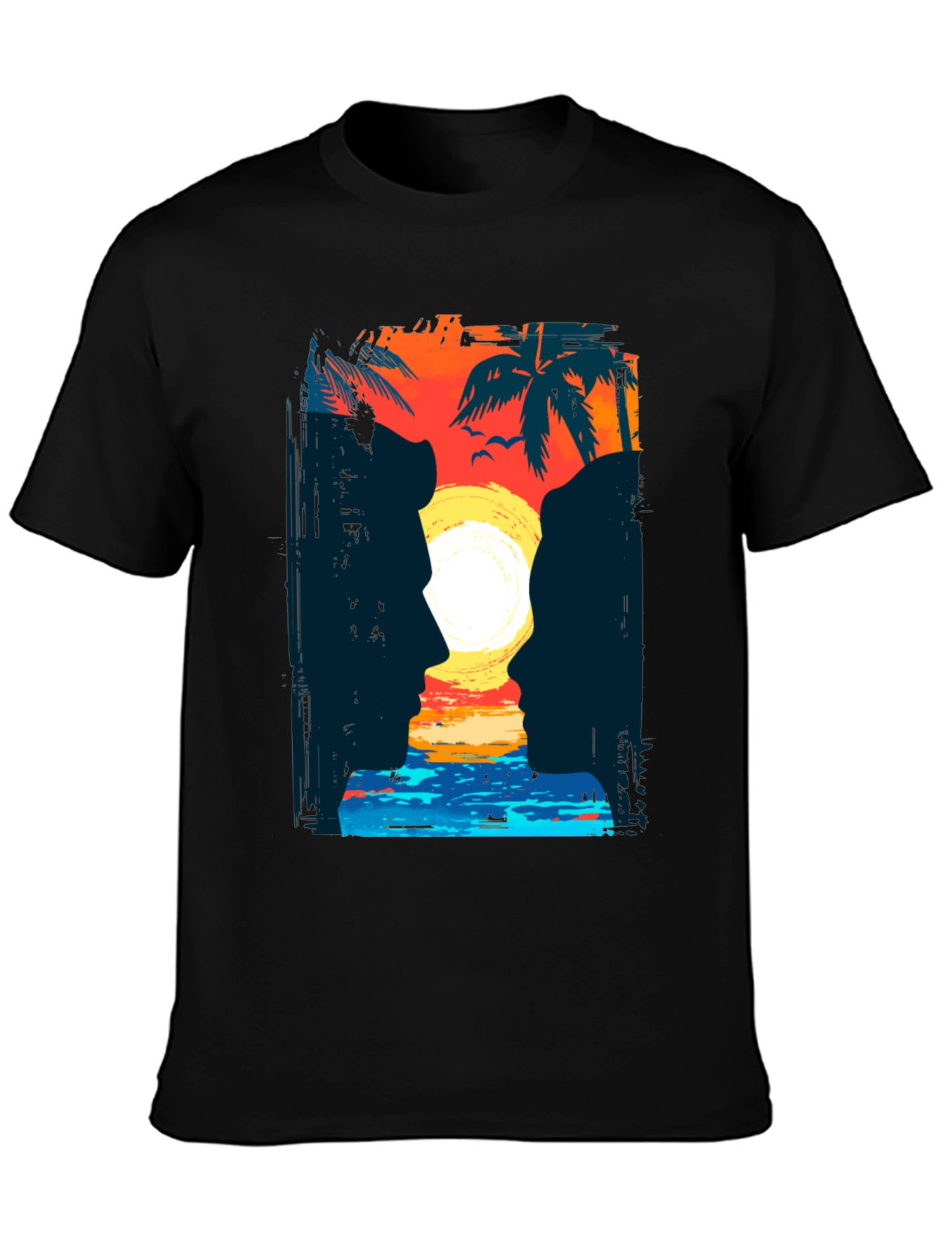 Sunset Silhouette T-Shirt Tropical Beach Design