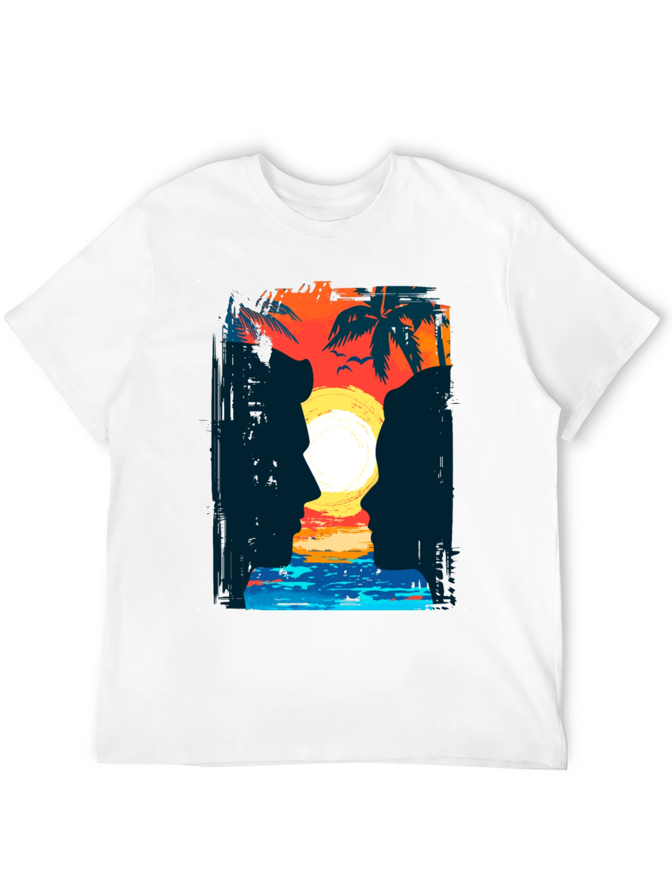 Sunset Silhouette T-Shirt Tropical Beach Design