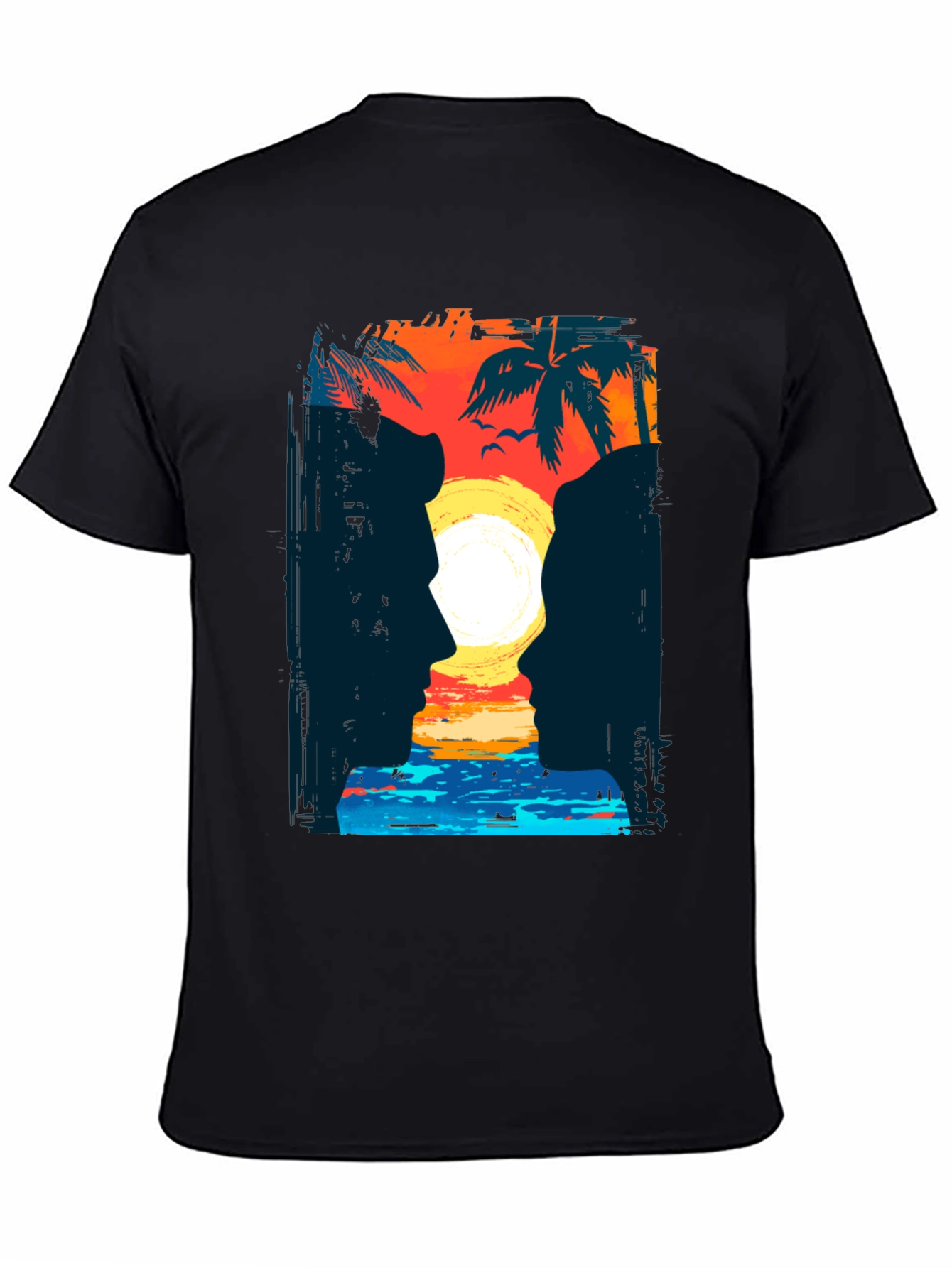 Sunset Silhouette T-Shirt Tropical Beach Design