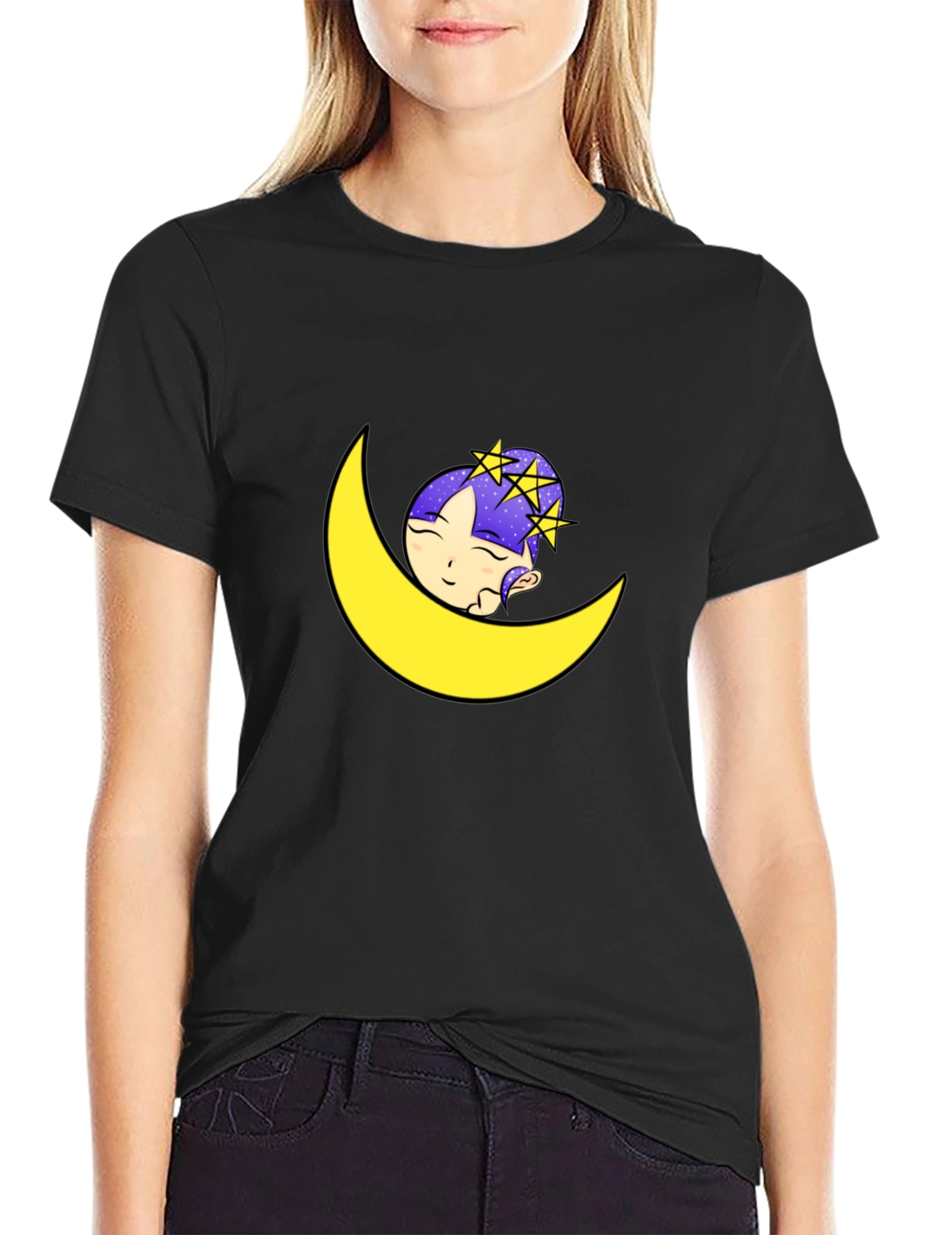 Dreamy Moon Graphic Tee - Black T-Shirt