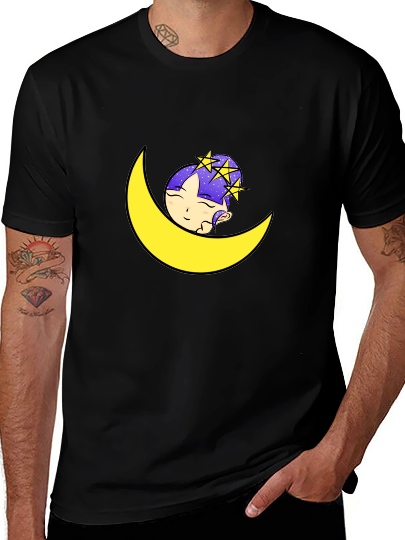 Dreamy Moon Graphic Tee - Black T-Shirt