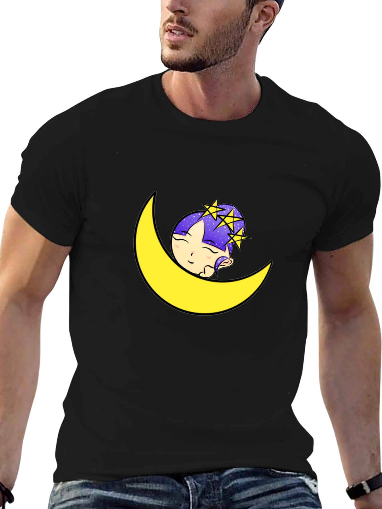 Dreamy Moon Graphic Tee - Black T-Shirt