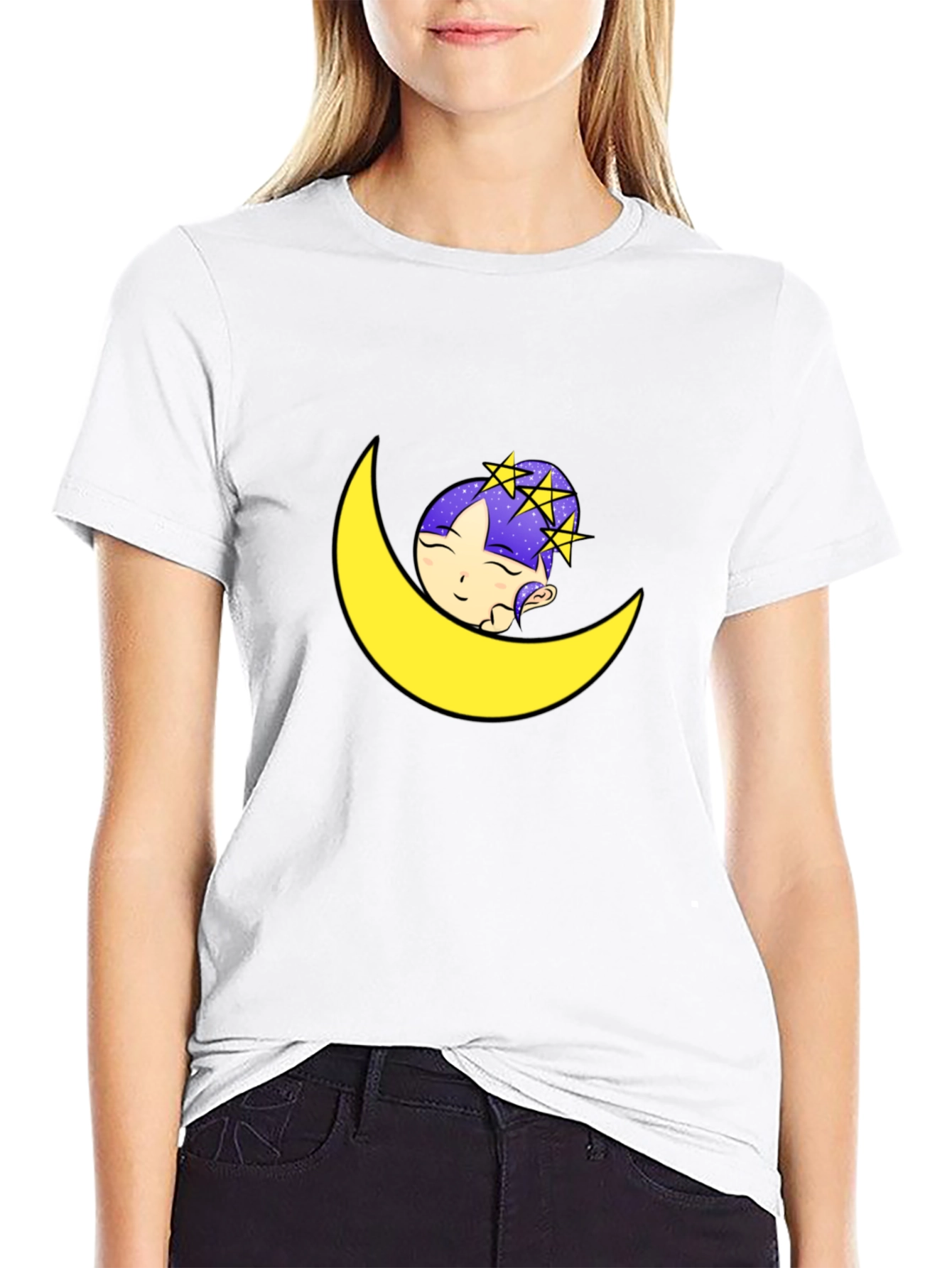 Dreamy Moon Graphic Tee - Black T-Shirt