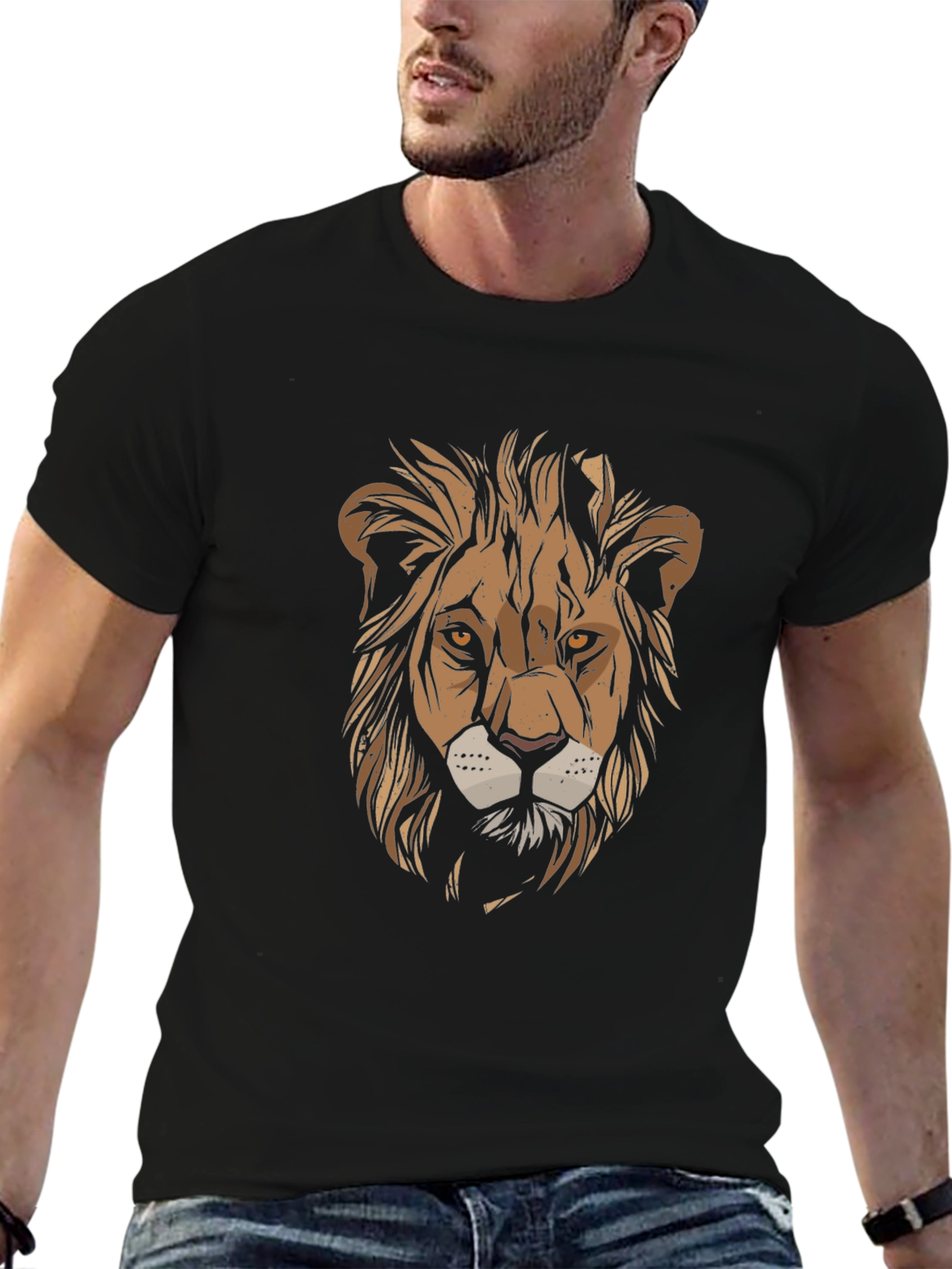 Lion Graphic Print Tee - Mens Casual Shirt