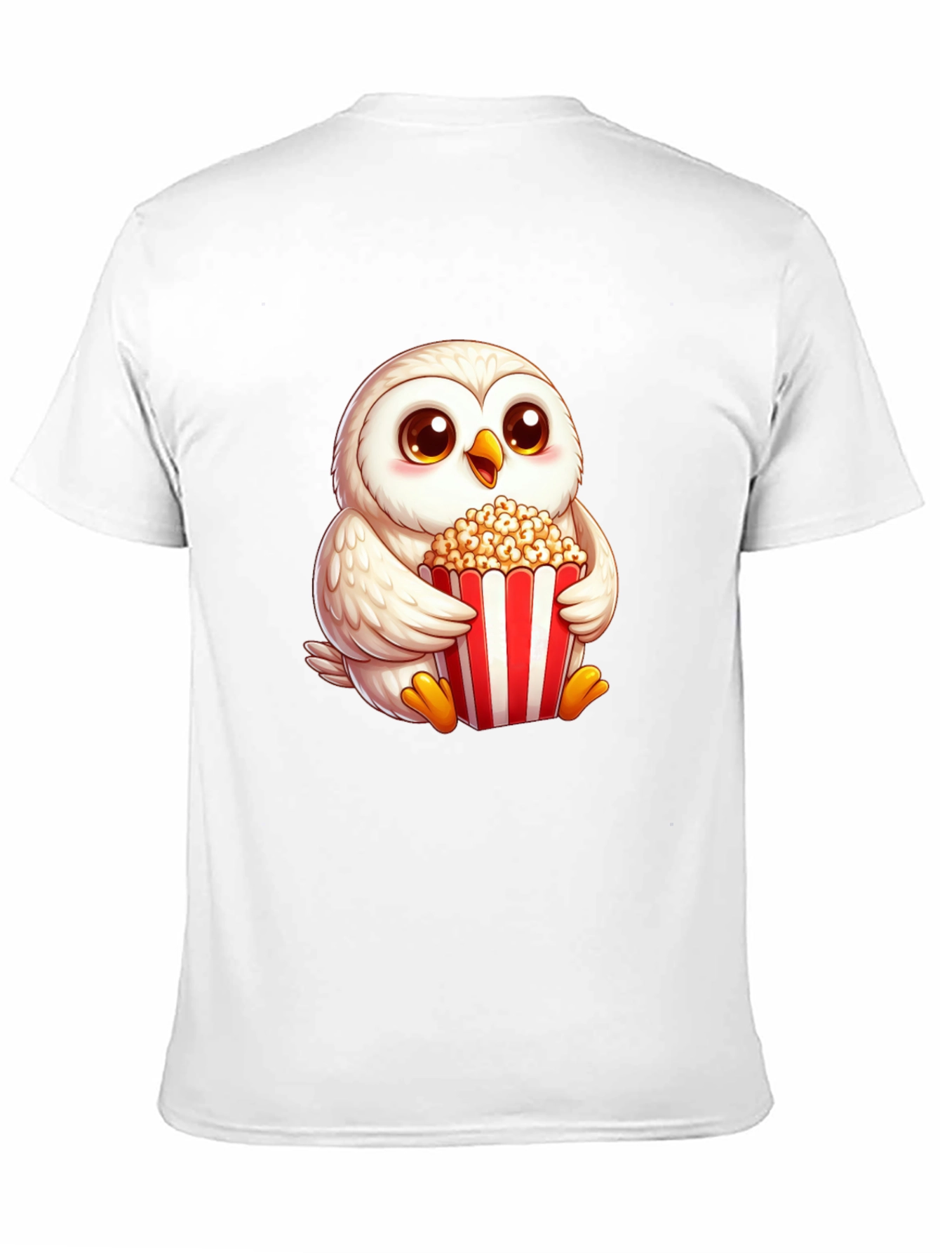 Cute Owl Eating Popcorn Graphic Tee