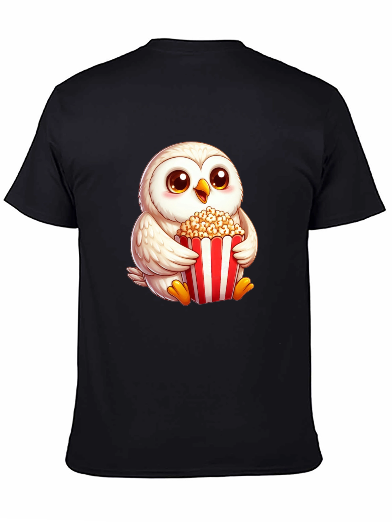 Cute Owl Eating Popcorn Graphic Tee